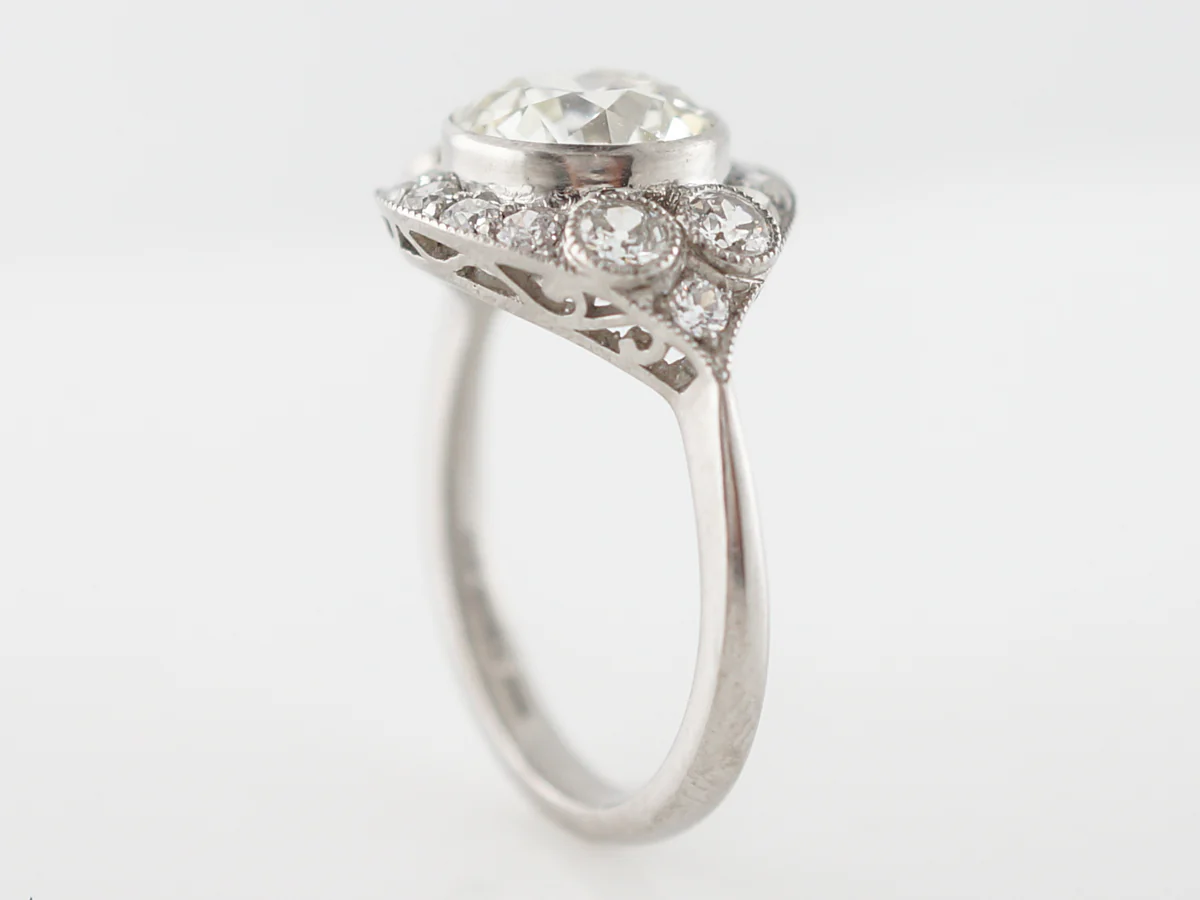 2 Carat Diamond Halo Engagement Ring Old European Cut - Image 5