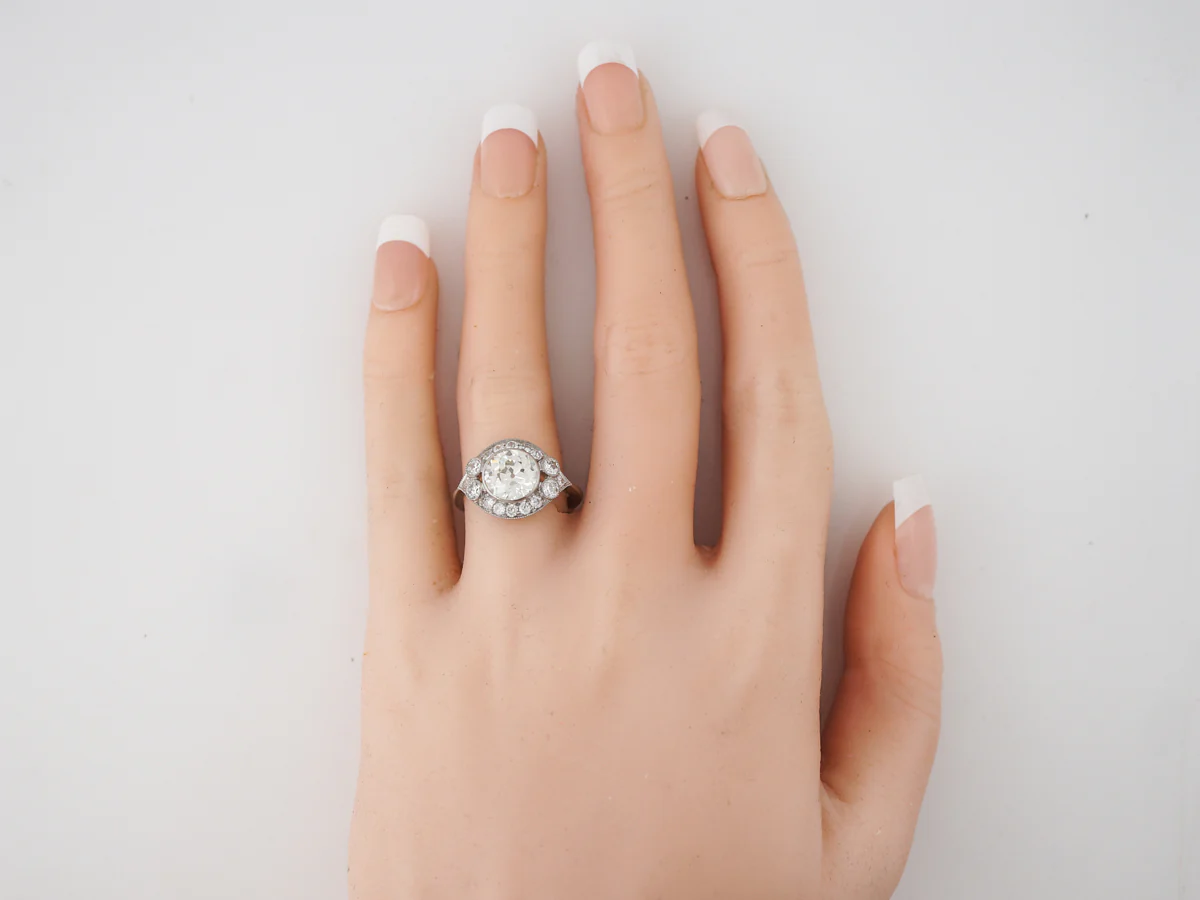 2 Carat Diamond Halo Engagement Ring Old European Cut - Image 6