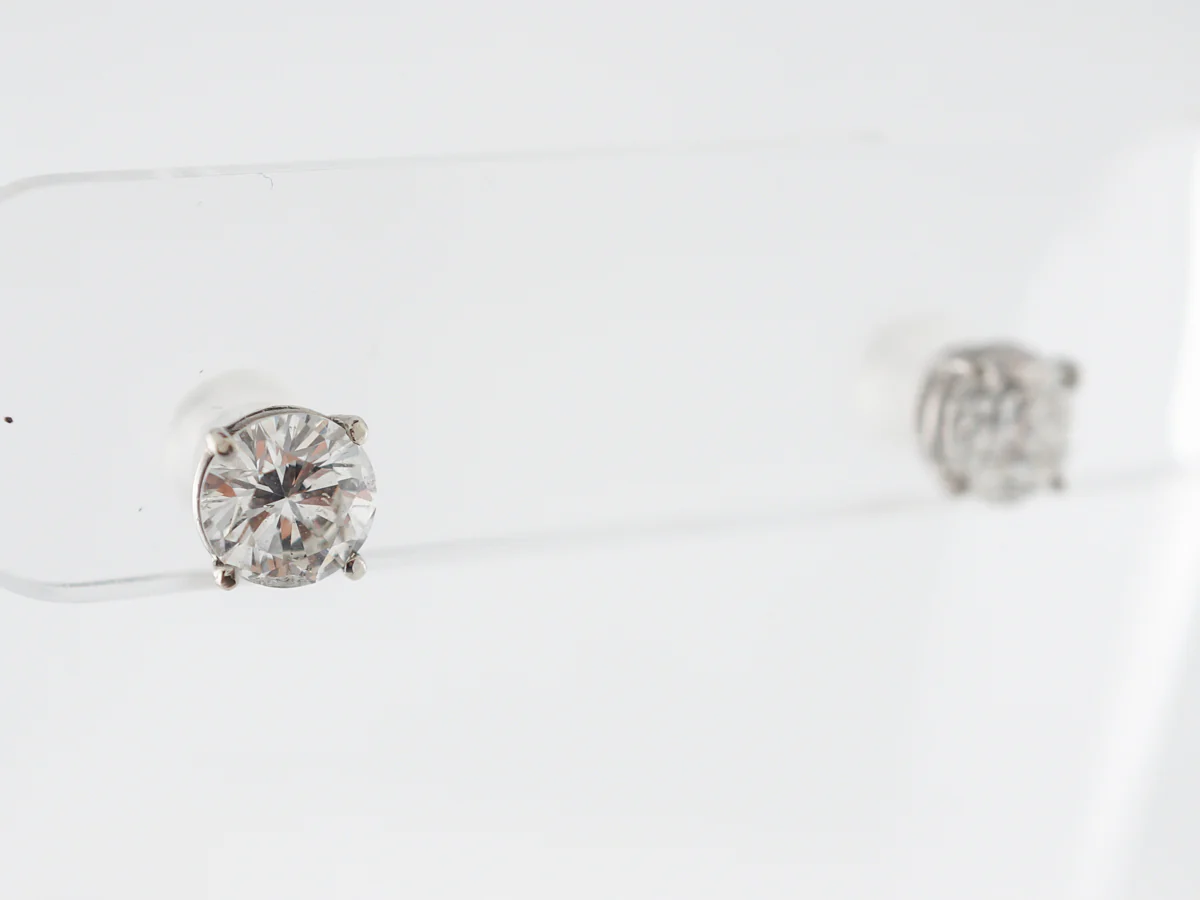 2 Carat Diamond Stud Earrings in 14k White Gold - Image 3