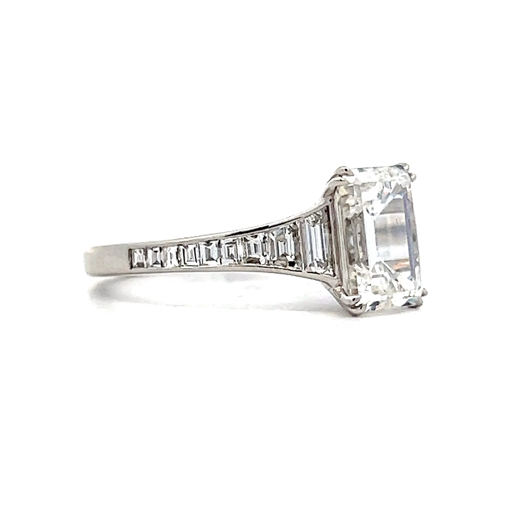 2 Carat Emerald Cut Diamond Engagement Ring in Platinum - Image 3