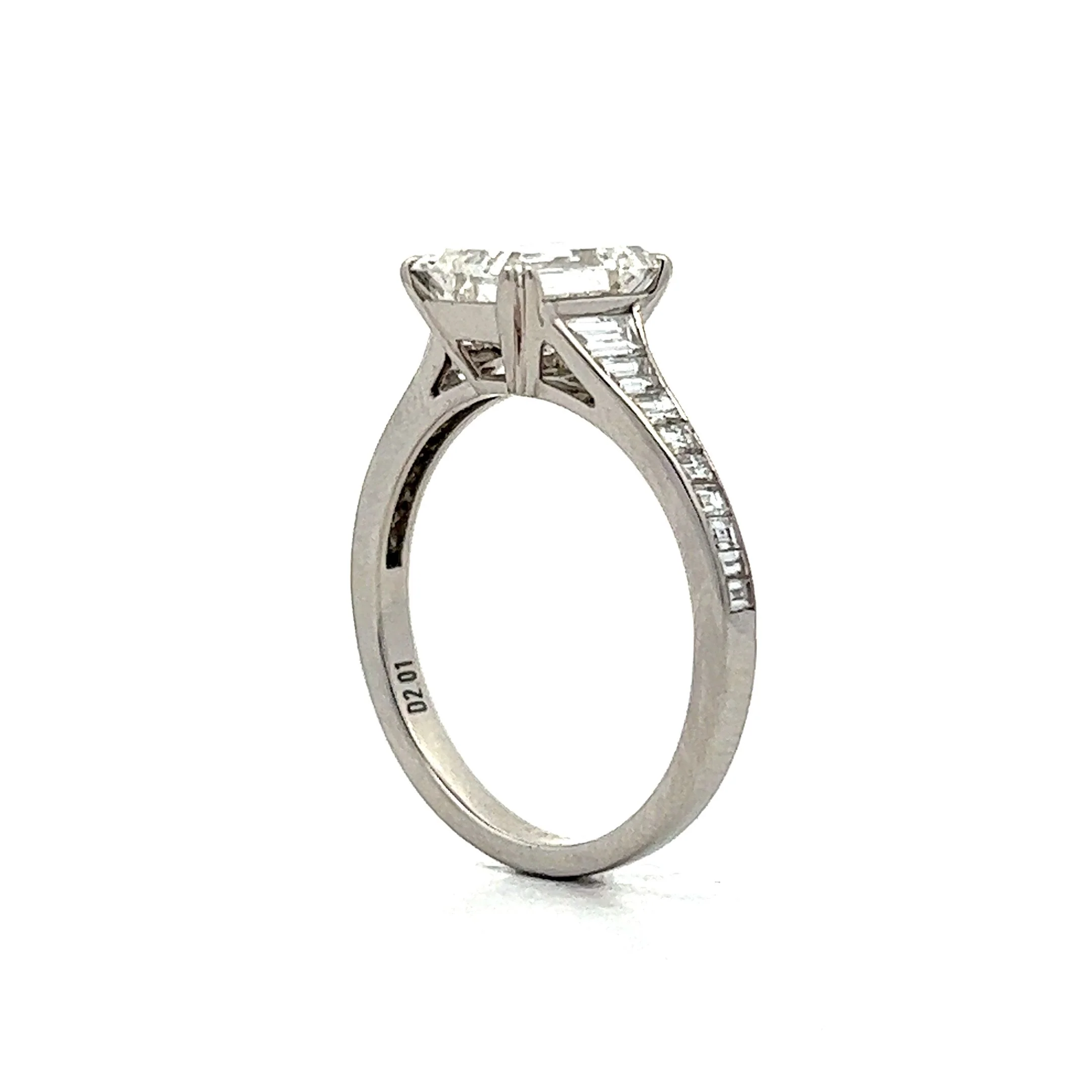 2 Carat Emerald Cut Diamond Engagement Ring in Platinum - Image 5