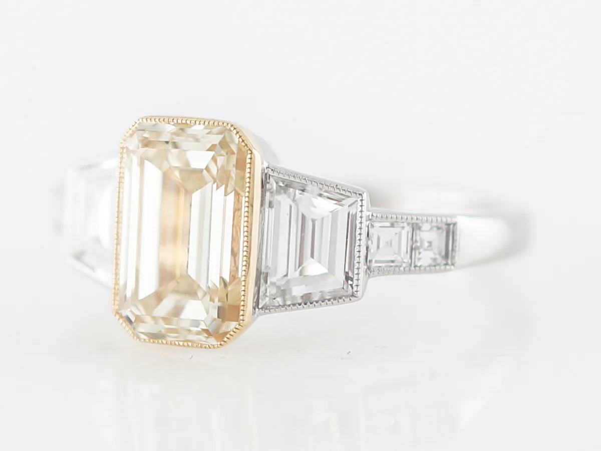 2 Carat Fancy Yellow Emerald Cut Engagement Ring - Image 2