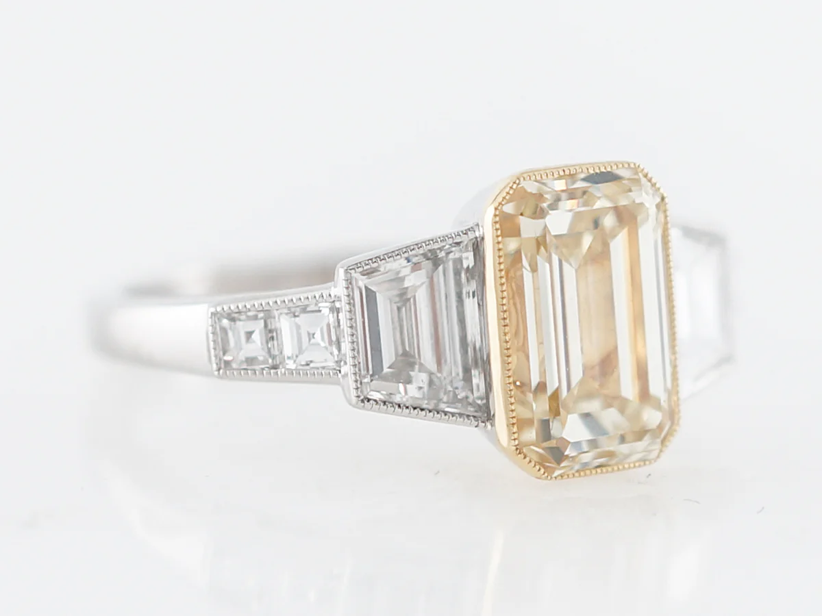 2 Carat Fancy Yellow Emerald Cut Engagement Ring - Image 3