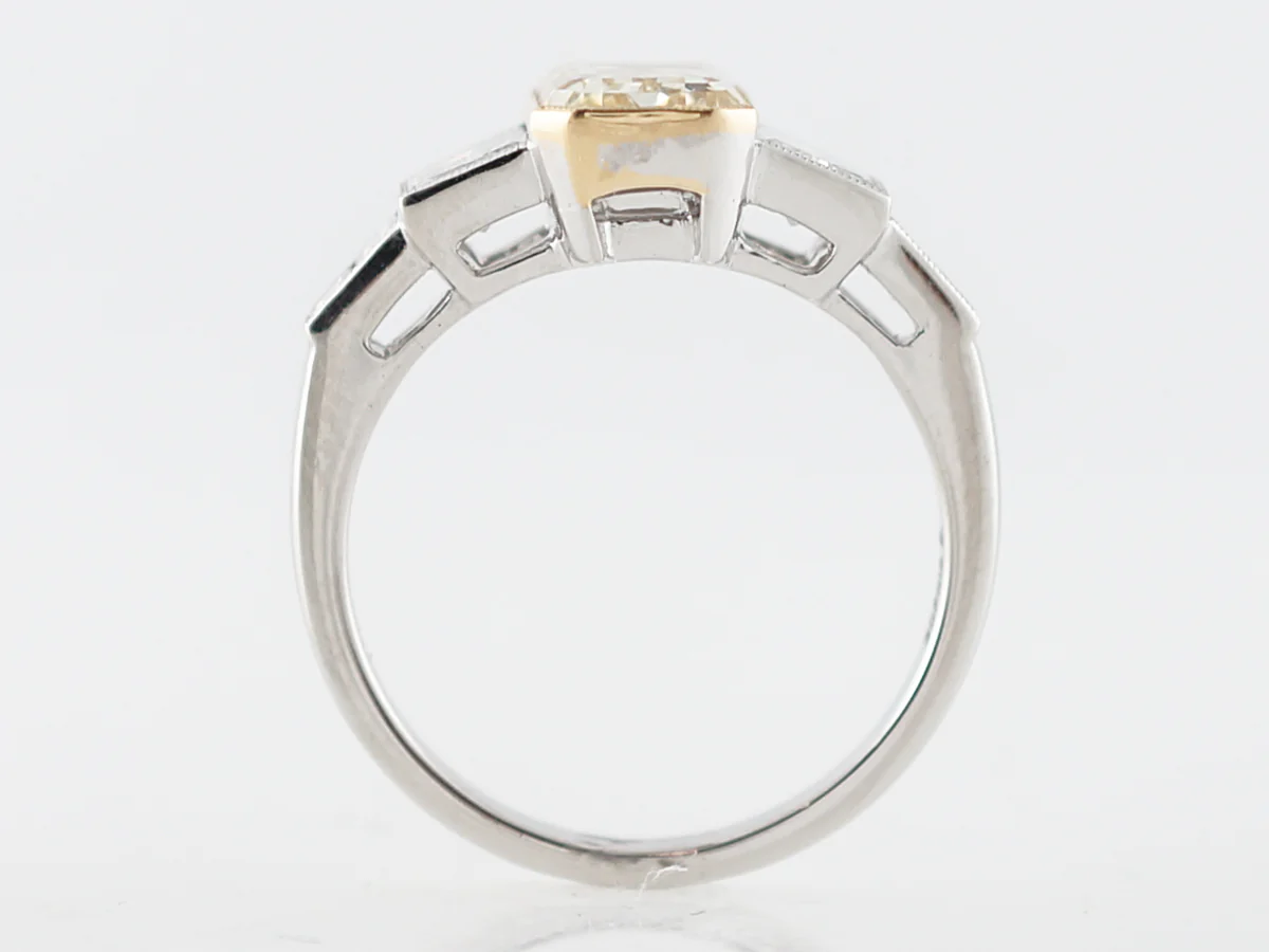 2 Carat Fancy Yellow Emerald Cut Engagement Ring - Image 4
