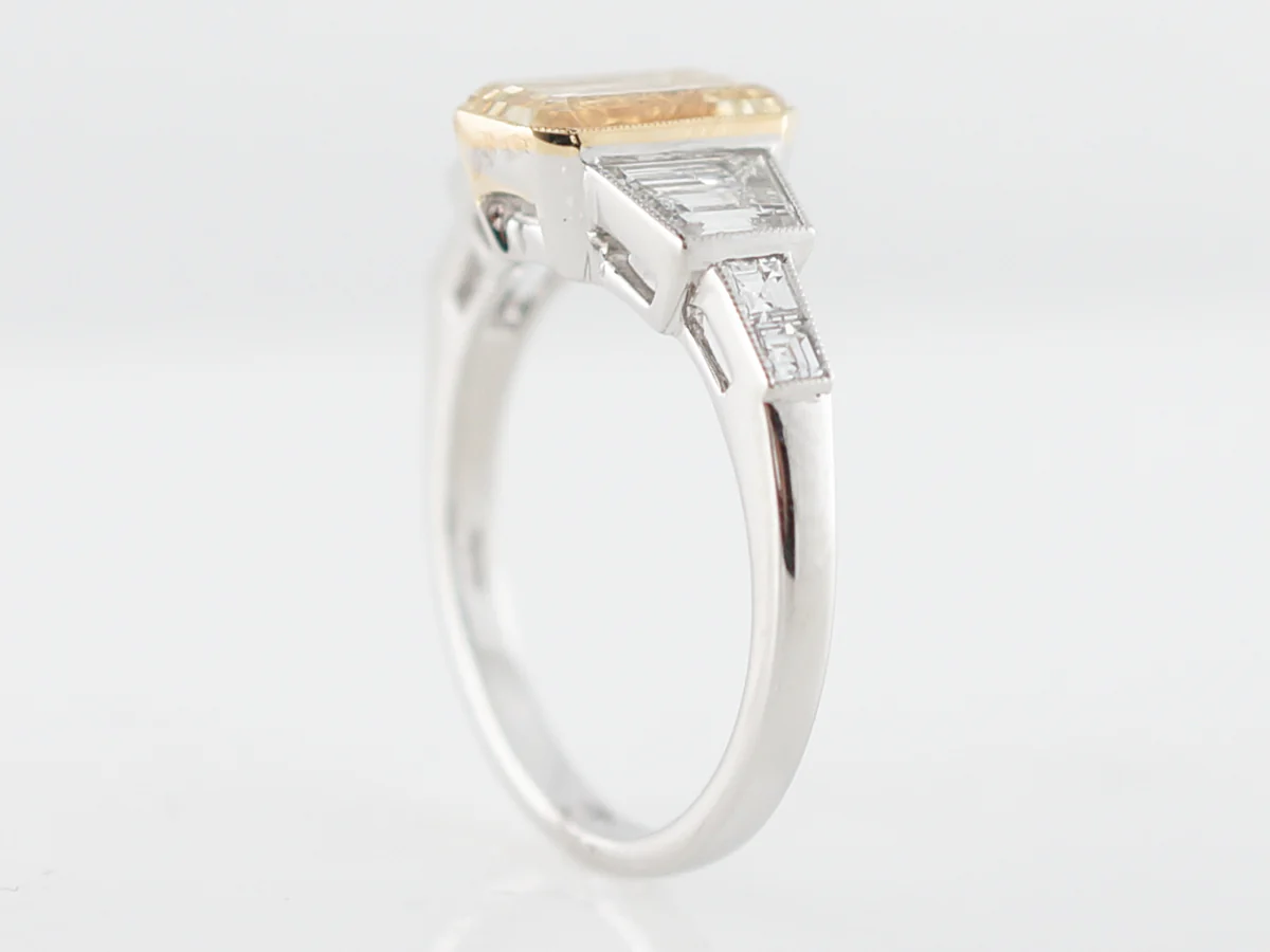 2 Carat Fancy Yellow Emerald Cut Engagement Ring - Image 5