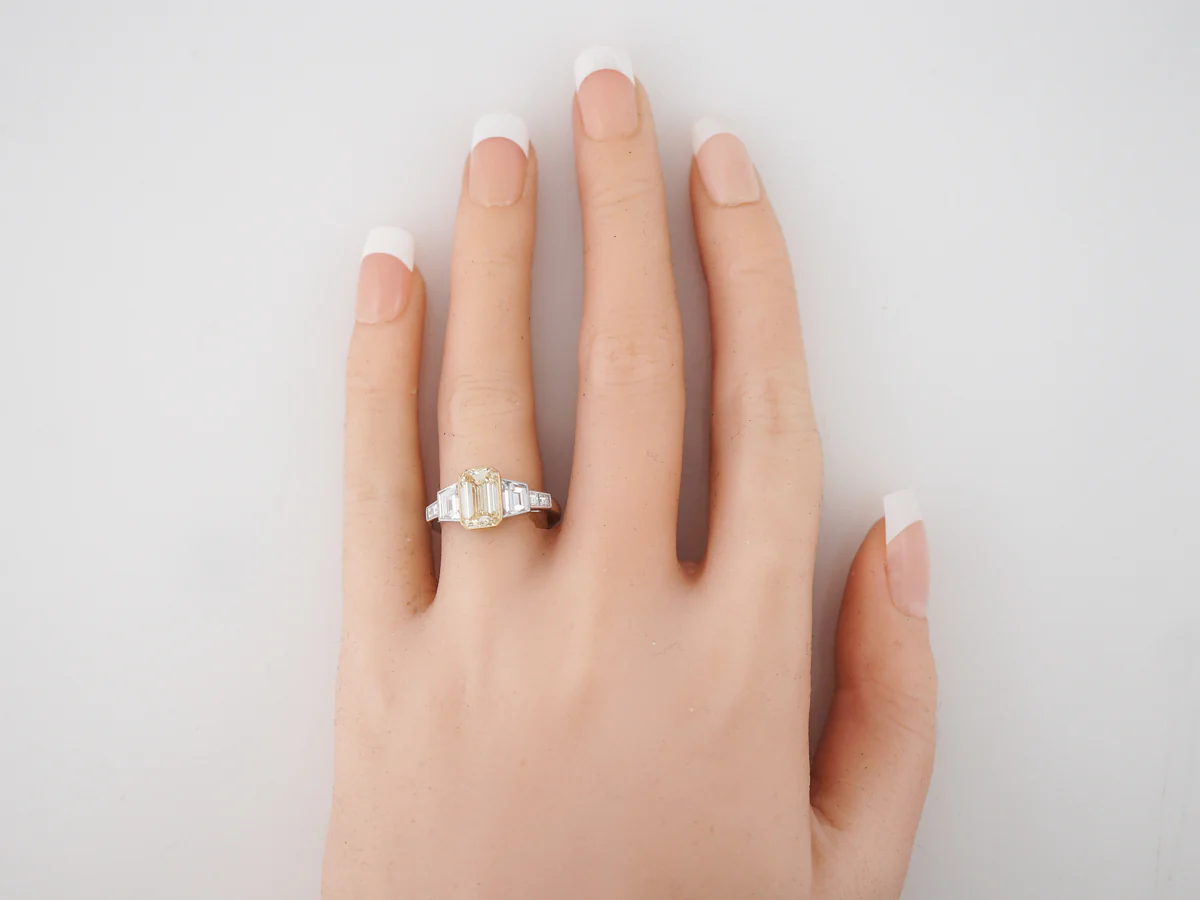 2 Carat Fancy Yellow Emerald Cut Engagement Ring - Image 6