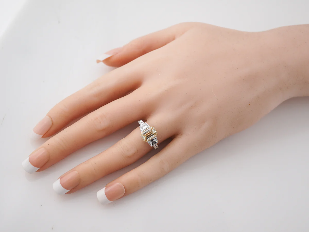 2 Carat Fancy Yellow Emerald Cut Engagement Ring - Image 7