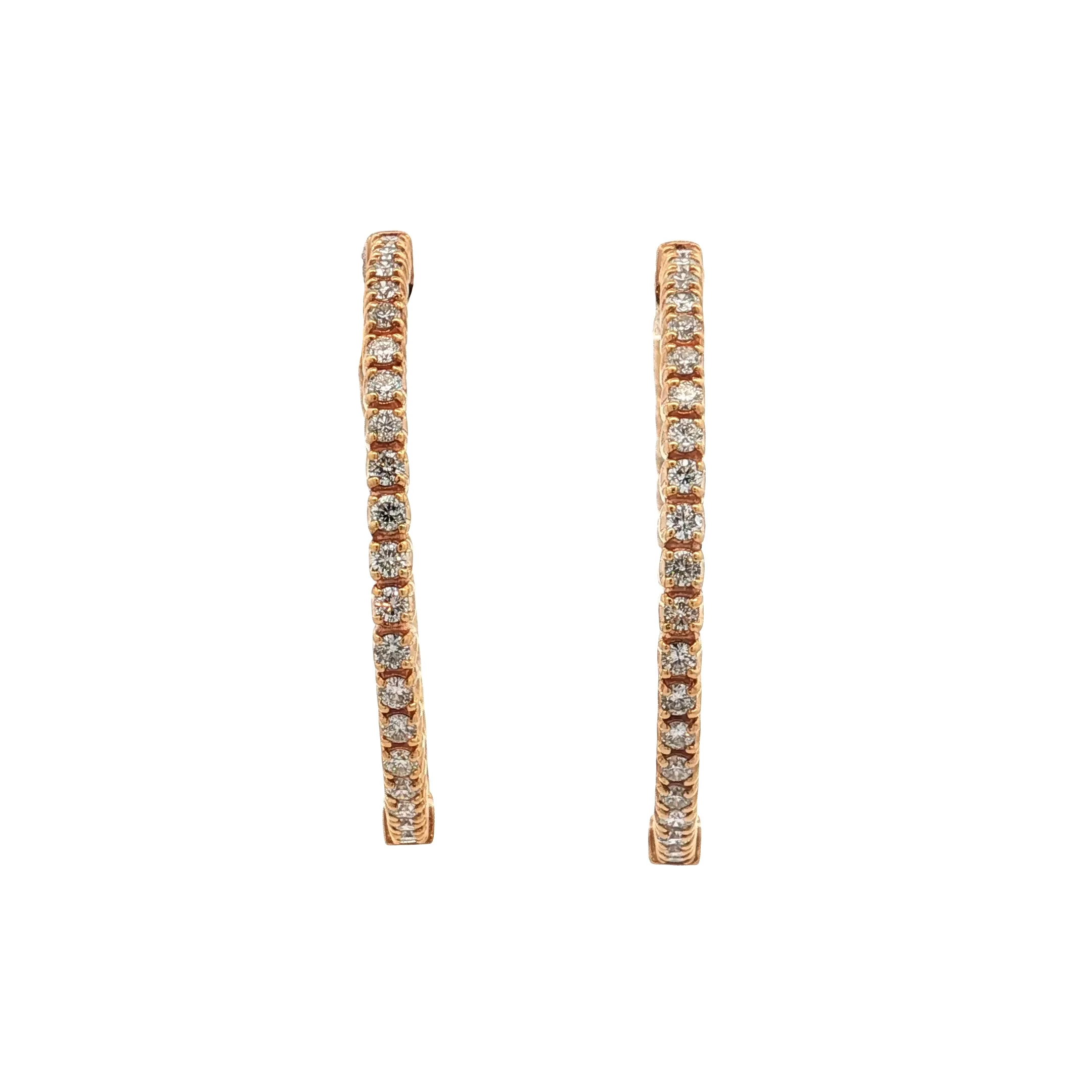 2 Carat Inside Out Diamond Hoop Earrings 14K