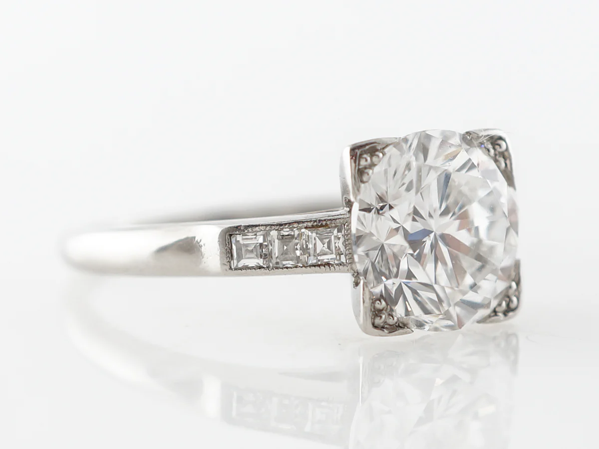 2 Carat Mid-Century Diamond Engagement Ring Platinum - Image 3