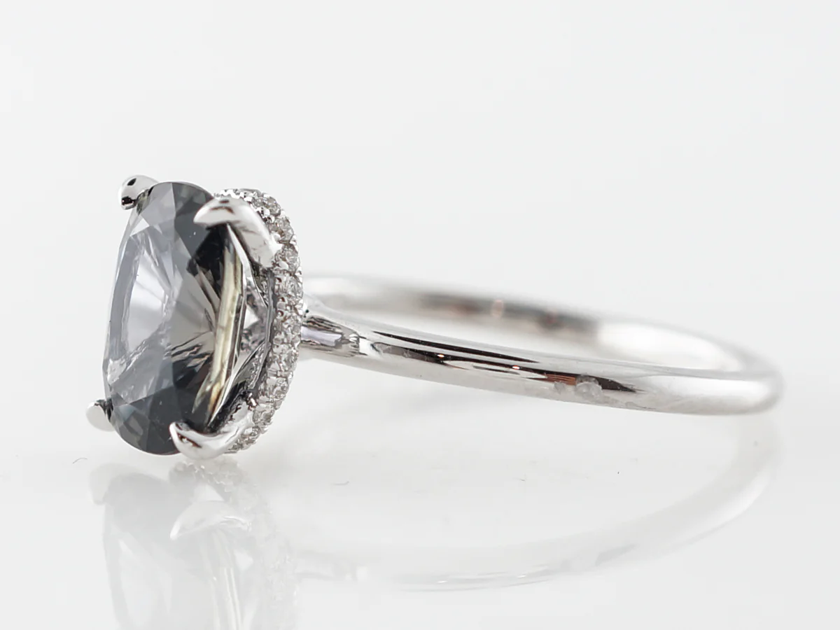2 Carat Oval Sapphire Solitaire Engagement Ring in White Gold - Image 2