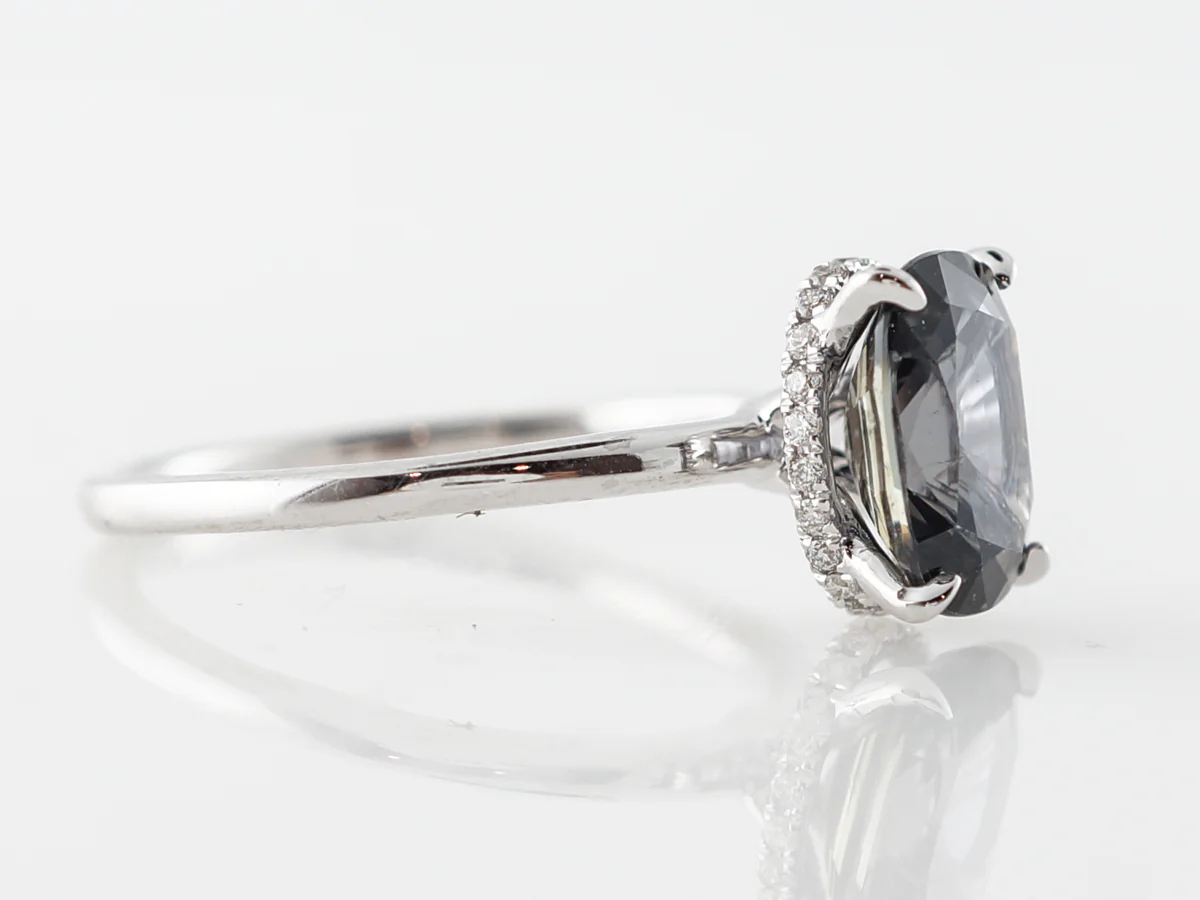2 Carat Oval Sapphire Solitaire Engagement Ring in White Gold - Image 3