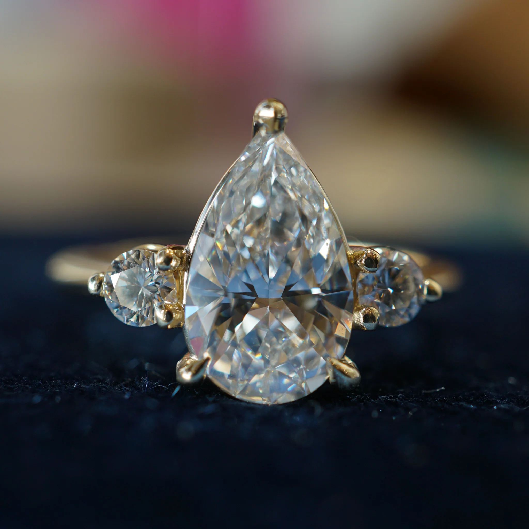 2 Carat Pear Cut Diamond Engagement Ring in 14k Yellow Gold - Image 5