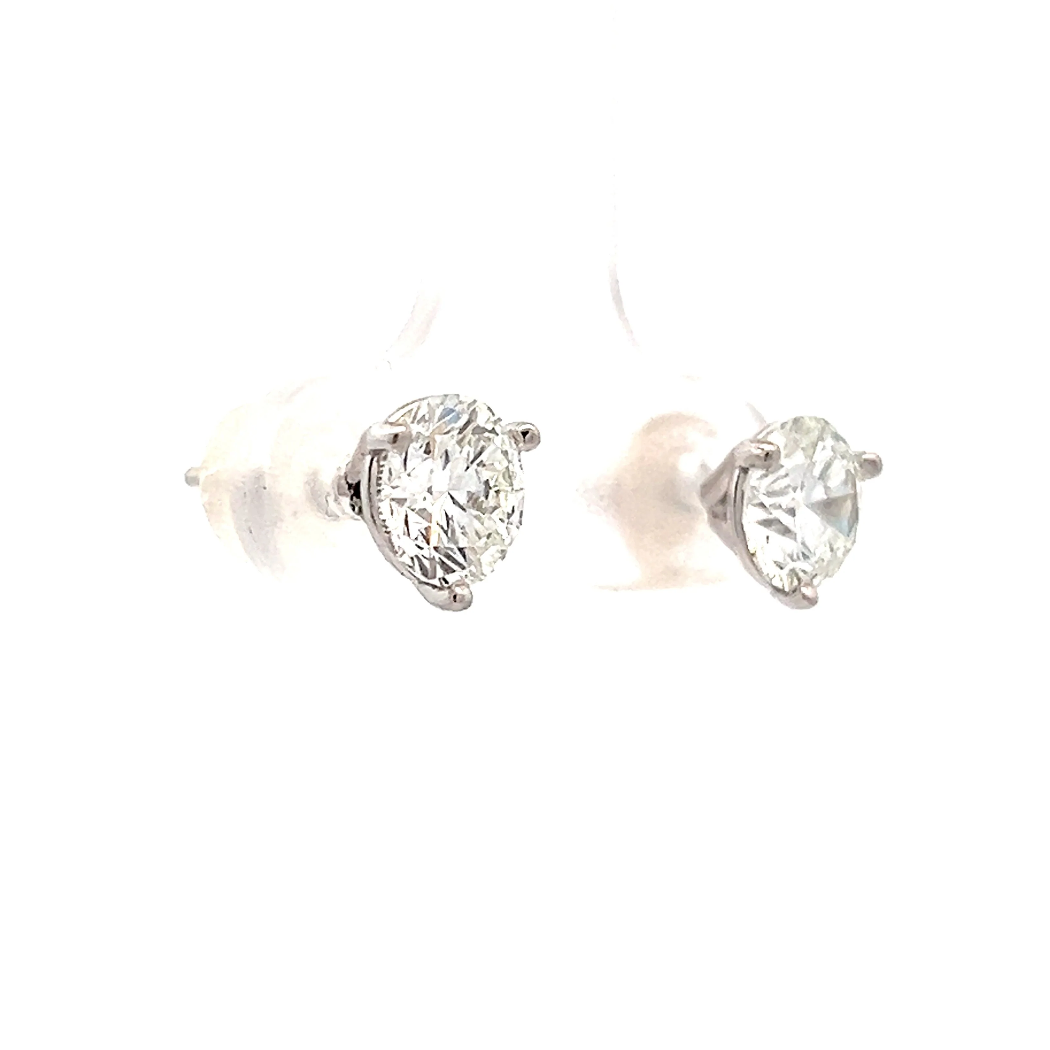 2 Carat Round Brilliant Diamond Stud Earrings in Platinum - Image 3
