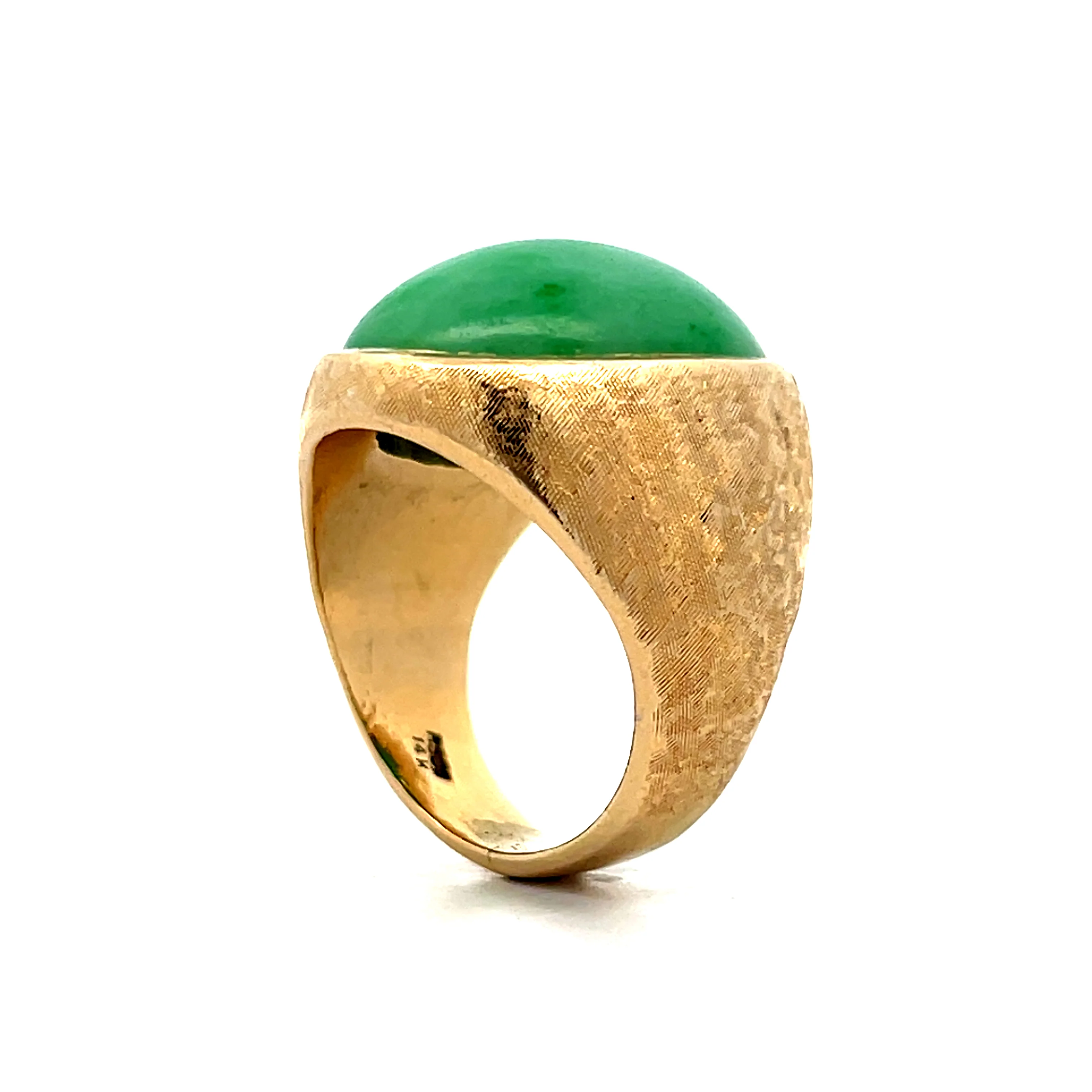 20.85 Vintage Cabochon Jade Cocktail Ring in 14k - Image 5