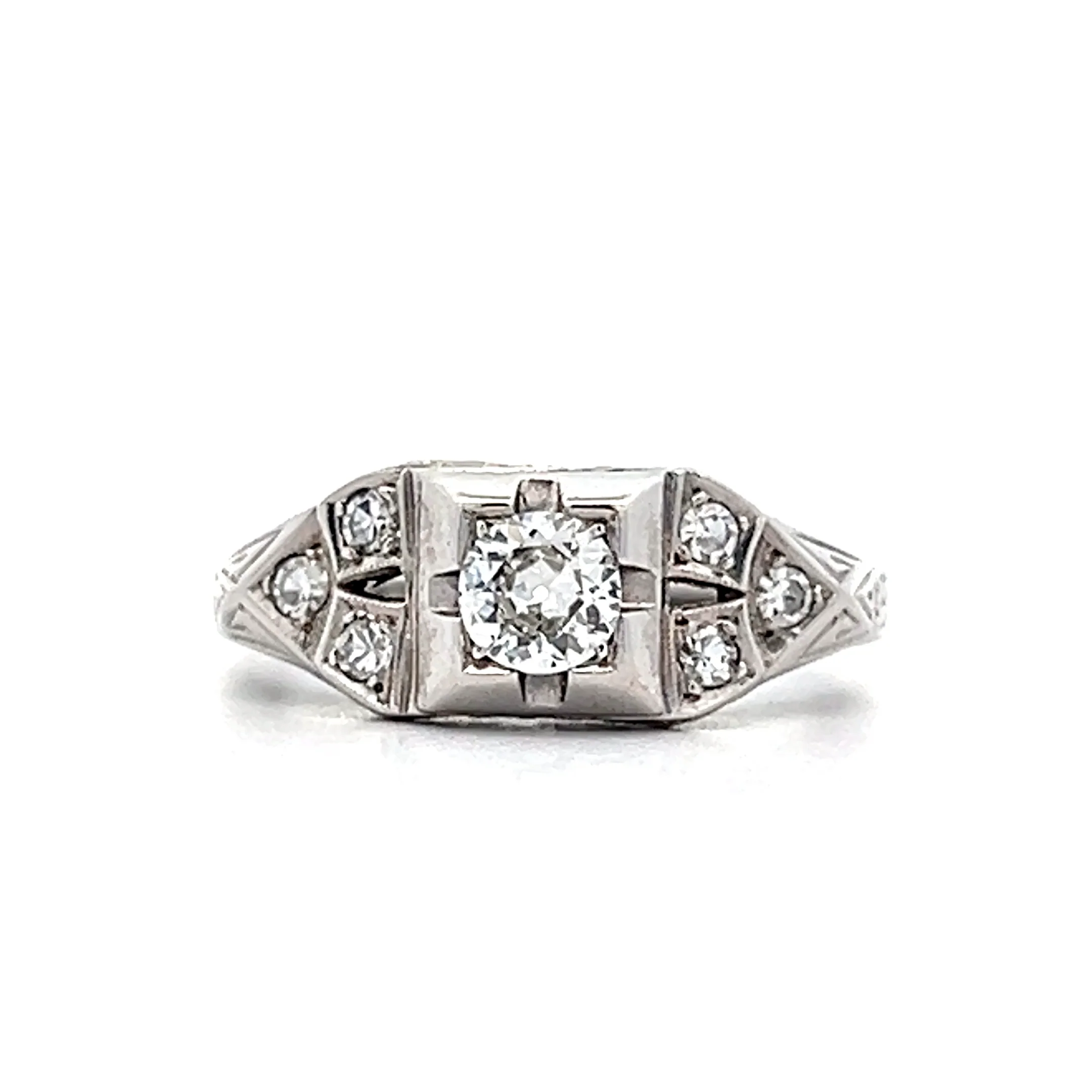 .20 Antique Art Deco Diamond Engagement Ring in 18k