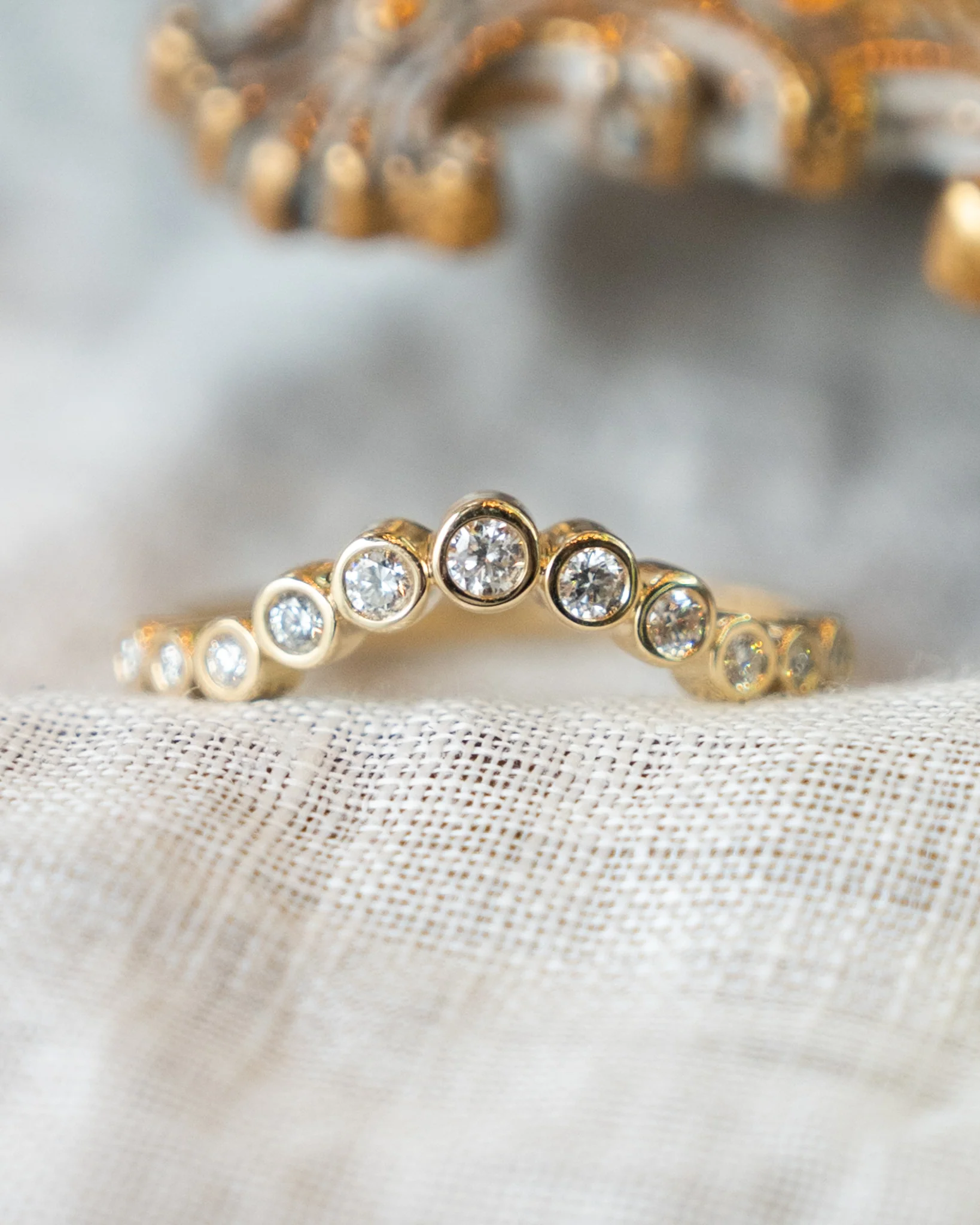 .20 Bezel Diamond Contour Wedding Band in 14k - Image 6