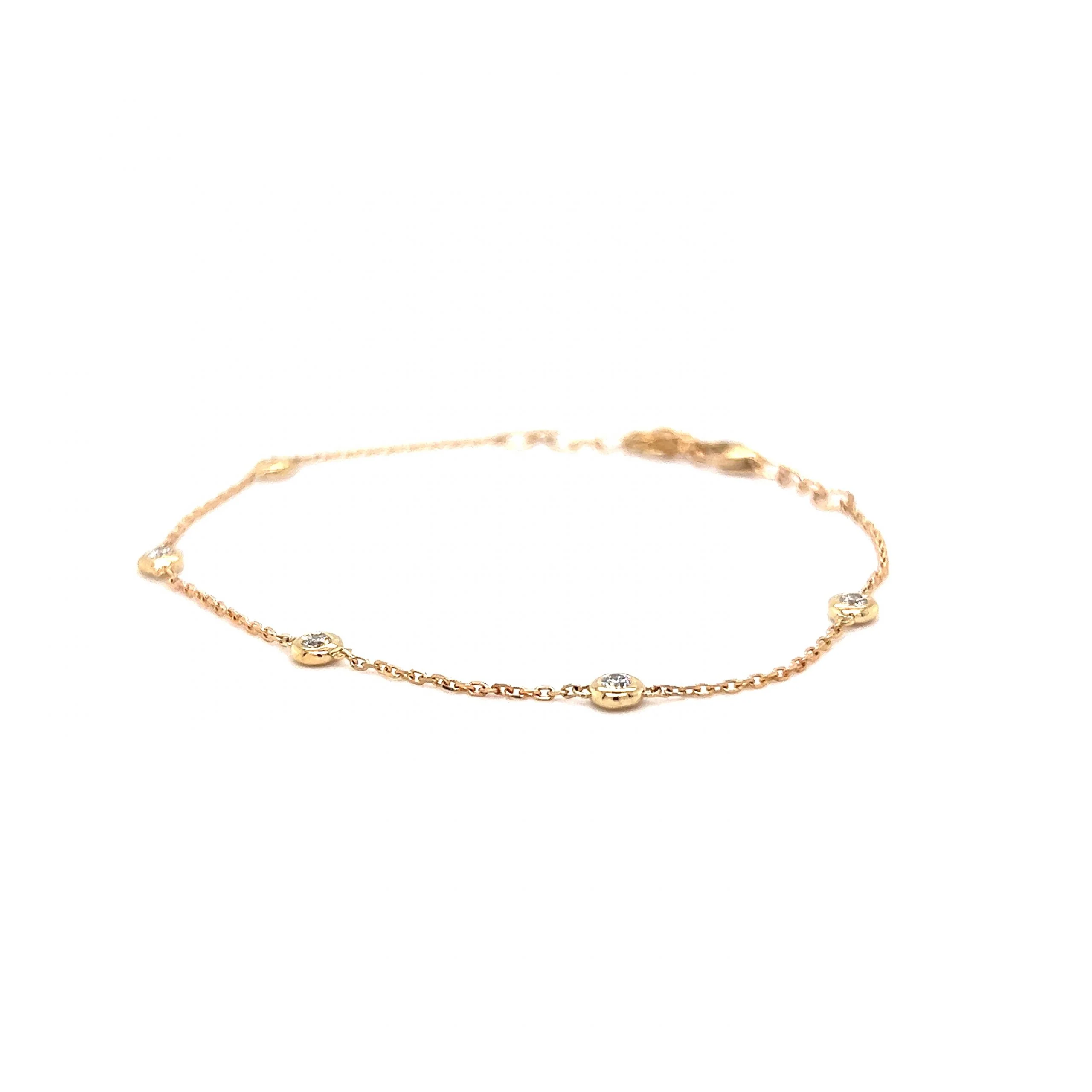 .20 Bezel Set Diamond Chain Bracelet in 14k Yellow Gold - Image 2