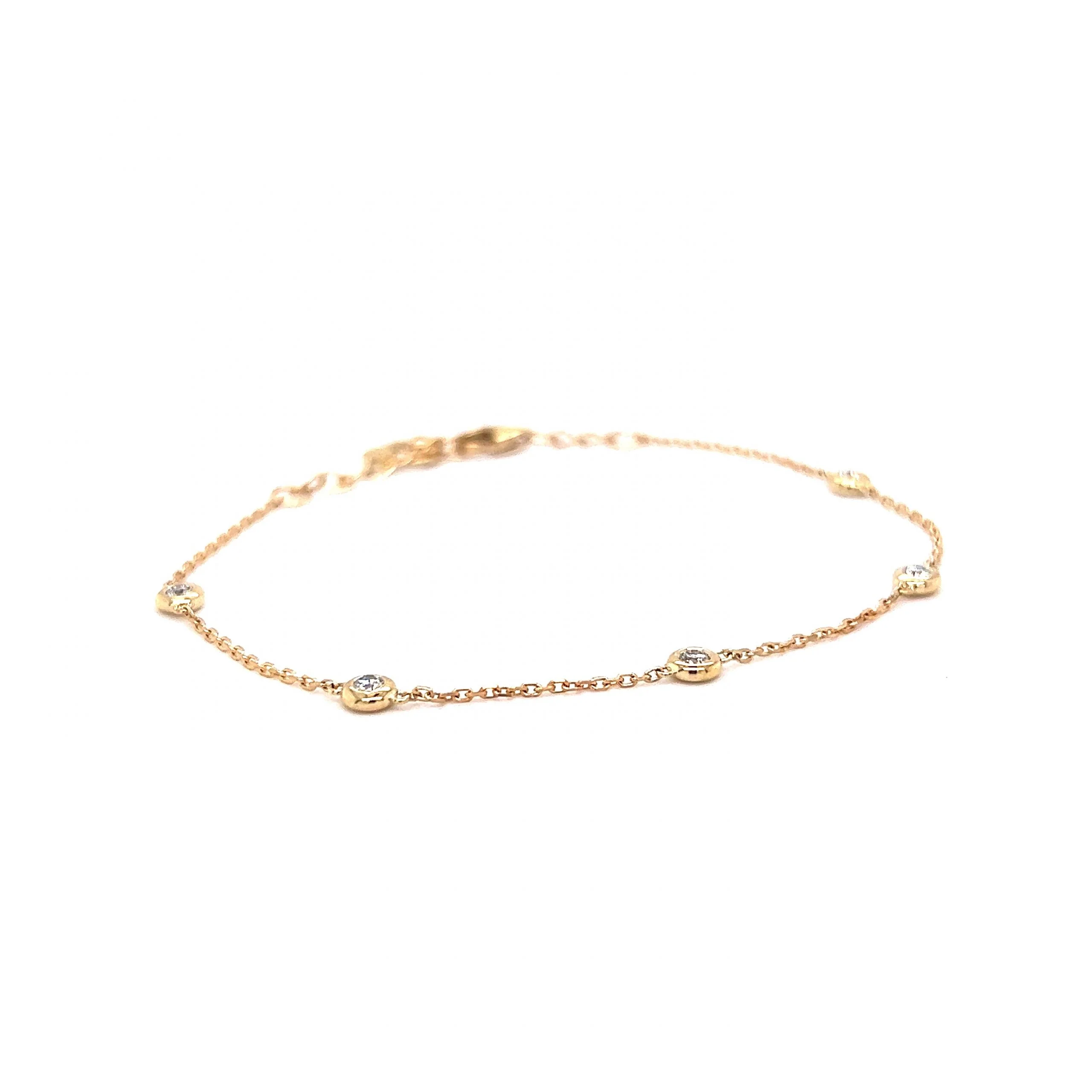 .20 Bezel Set Diamond Chain Bracelet in 14k Yellow Gold - Image 3