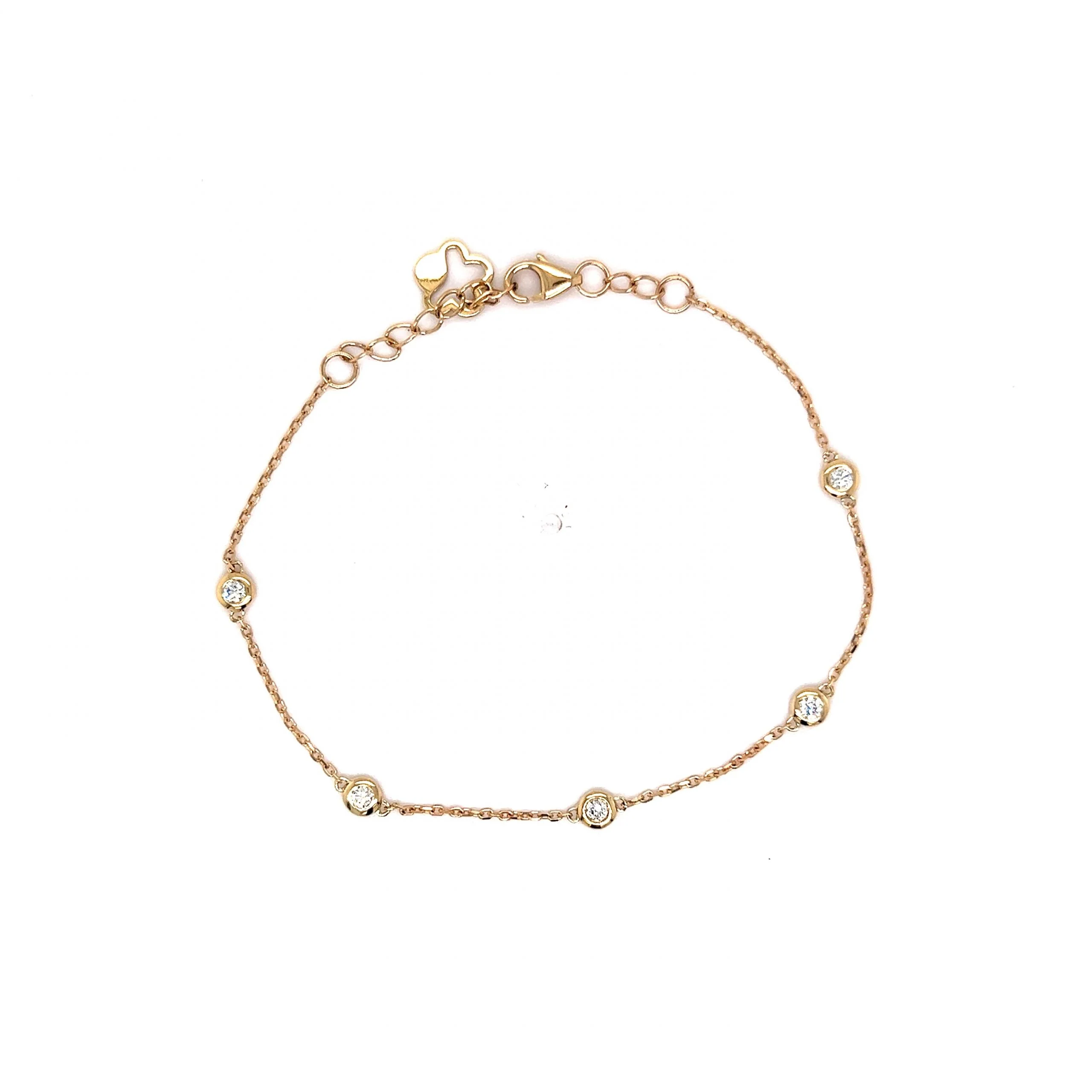.20 Bezel Set Diamond Chain Bracelet in 14k Yellow Gold - Image 4