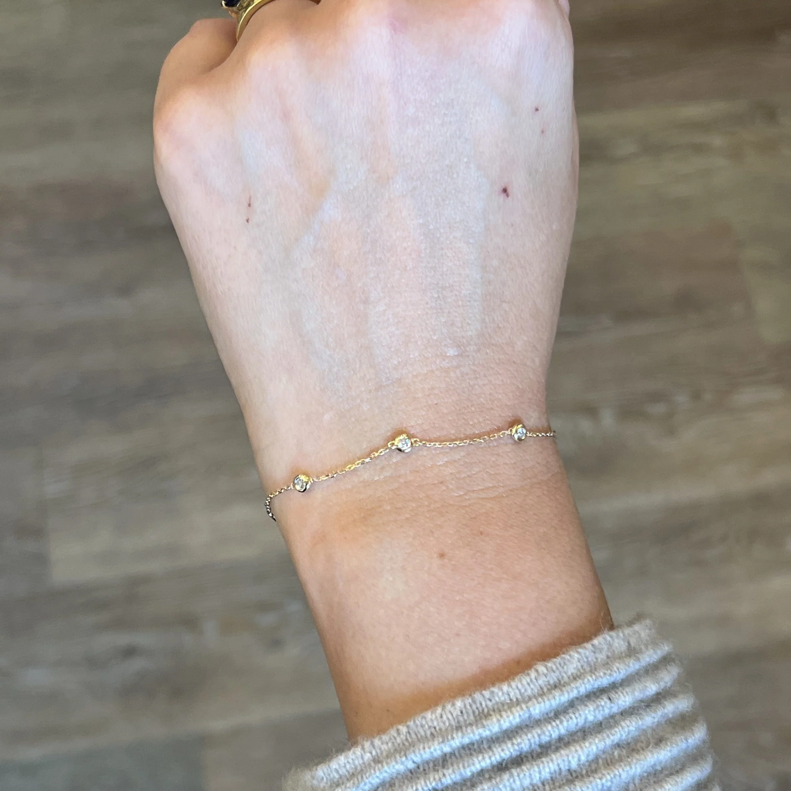 .20 Bezel Set Diamond Chain Bracelet in 14k Yellow Gold - Image 5
