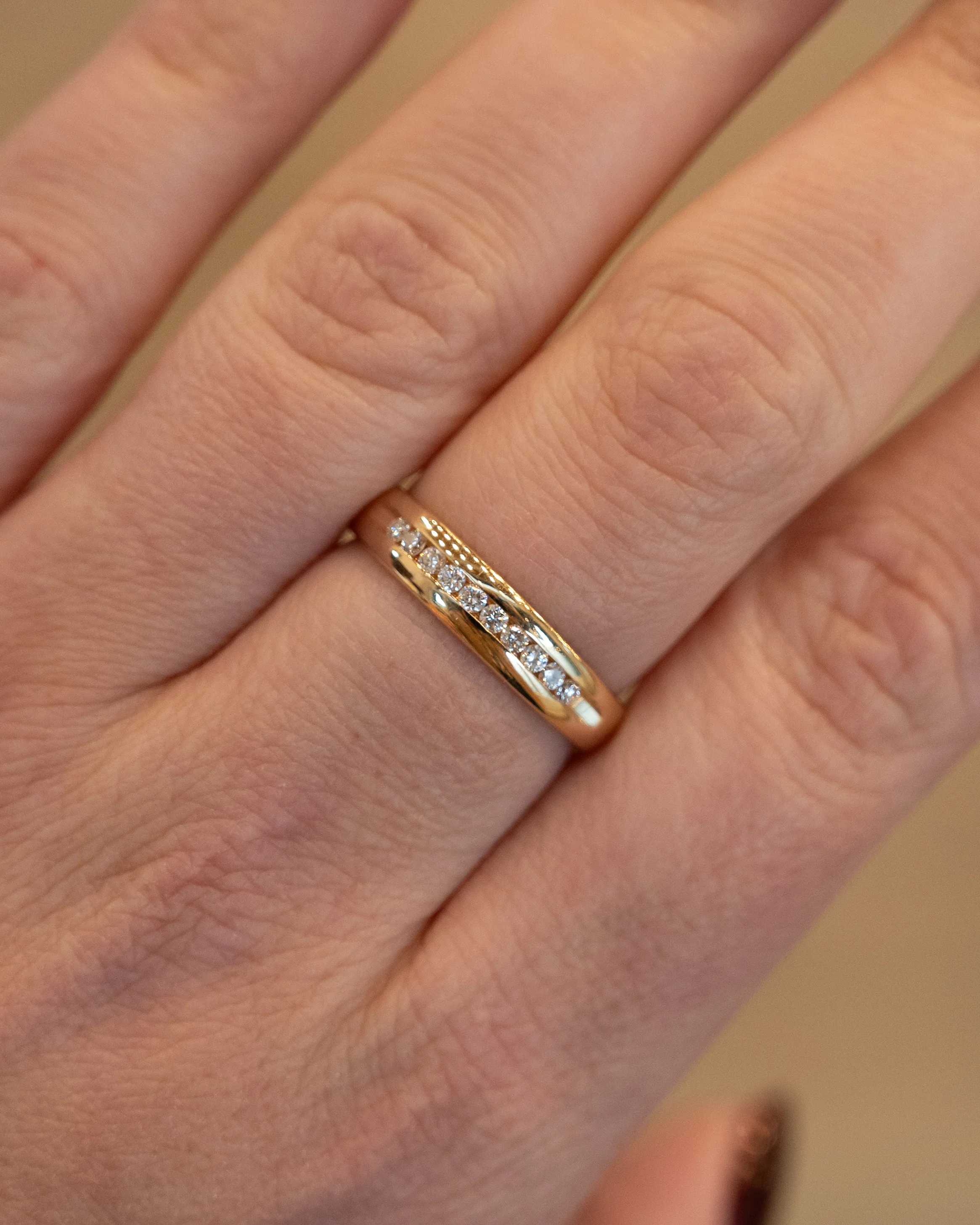 .20 Channel Diamond Wedding Band 14k Yellow Gold - Image 7