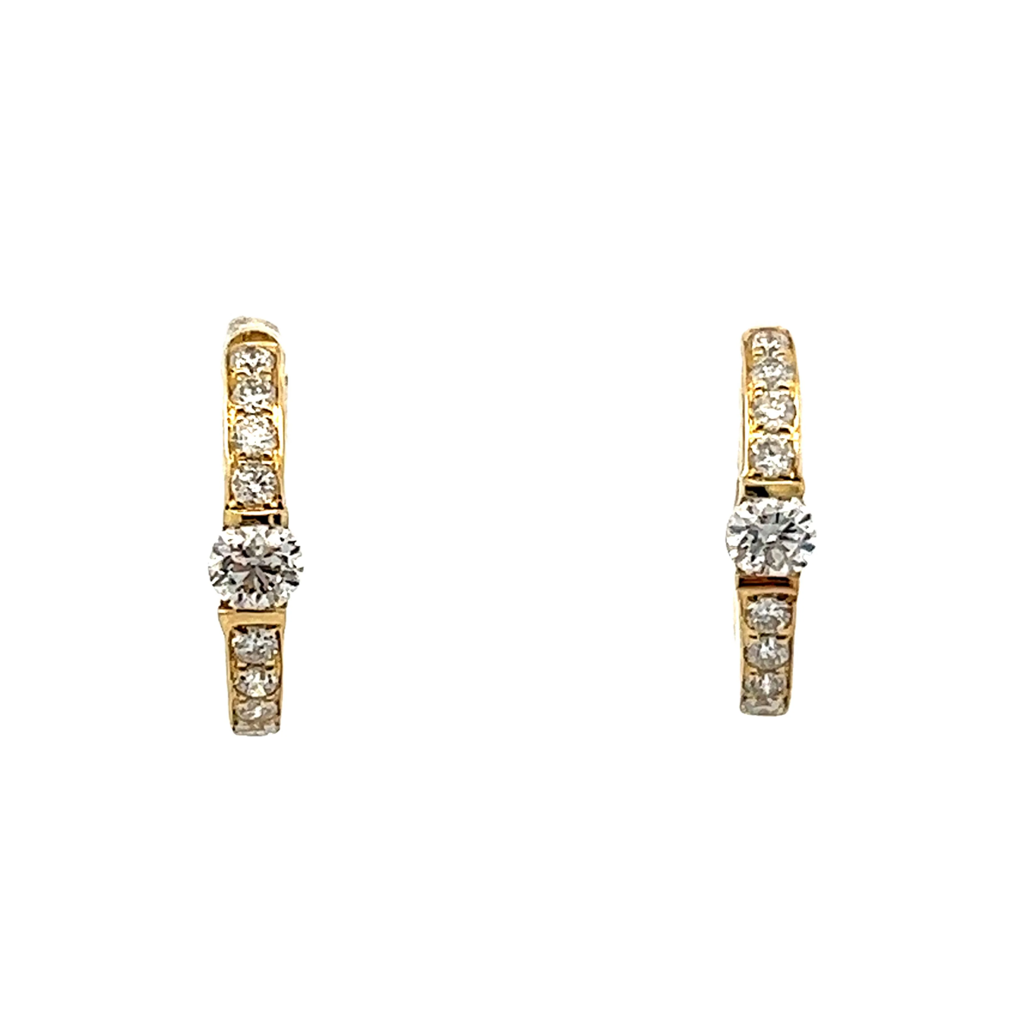 .39 Diamond Huggie Hoop Earrings in 14k Yellow Gold