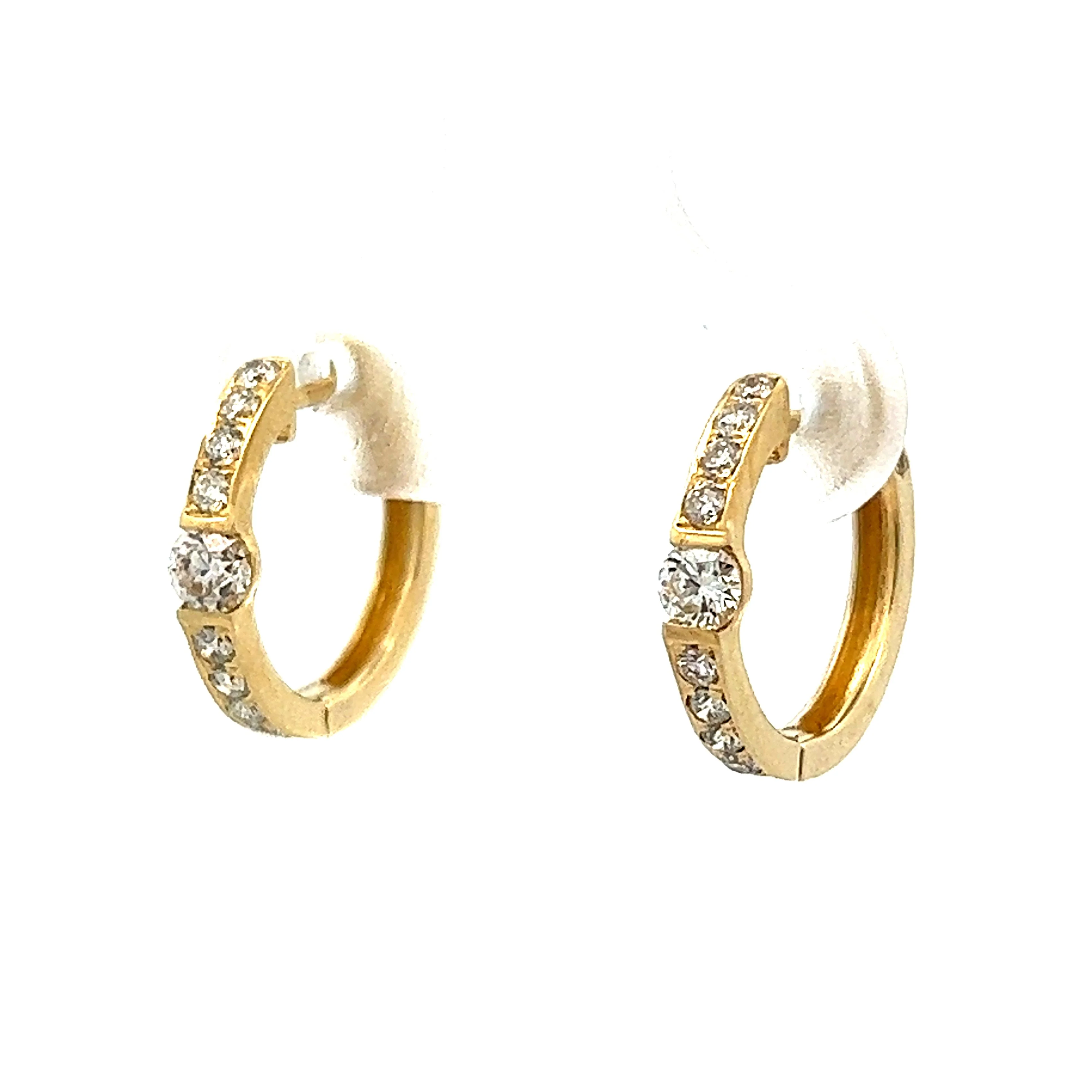 .39 Diamond Huggie Hoop Earrings in 14k Yellow Gold - Image 2