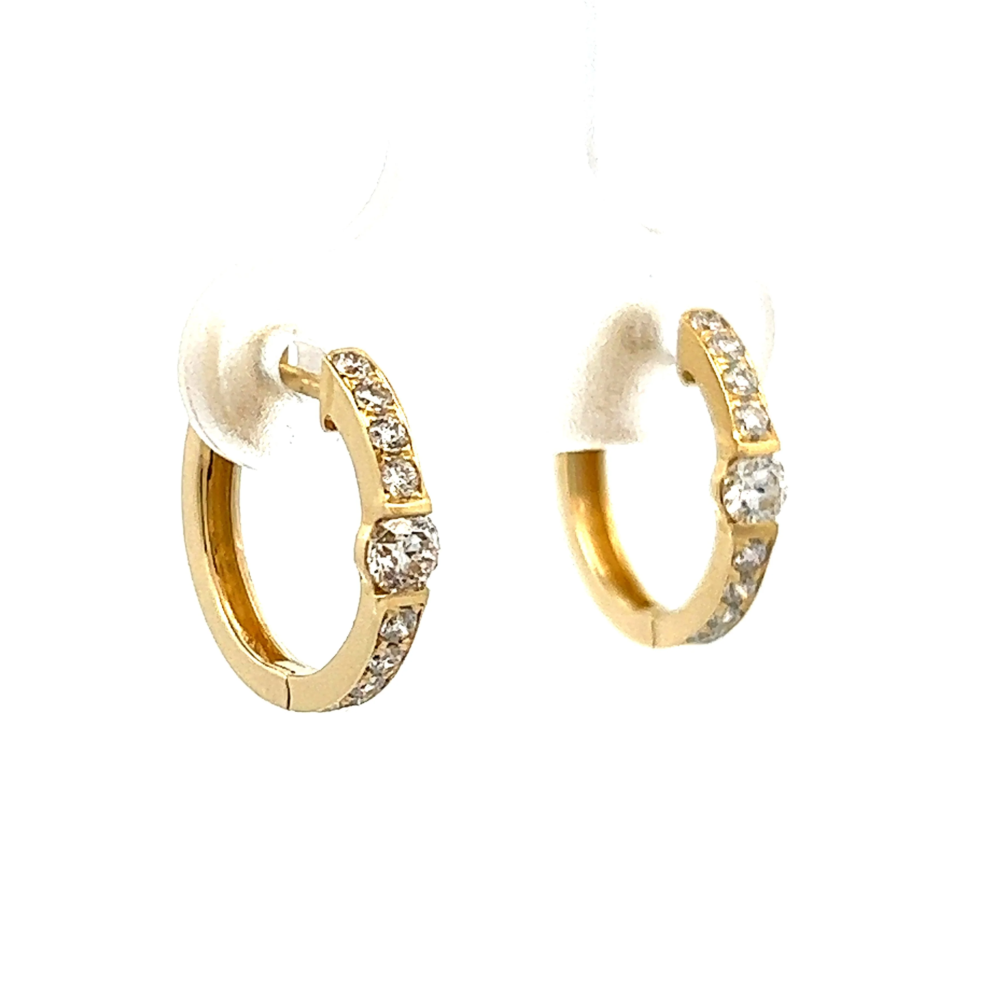 .39 Diamond Huggie Hoop Earrings in 14k Yellow Gold - Image 3