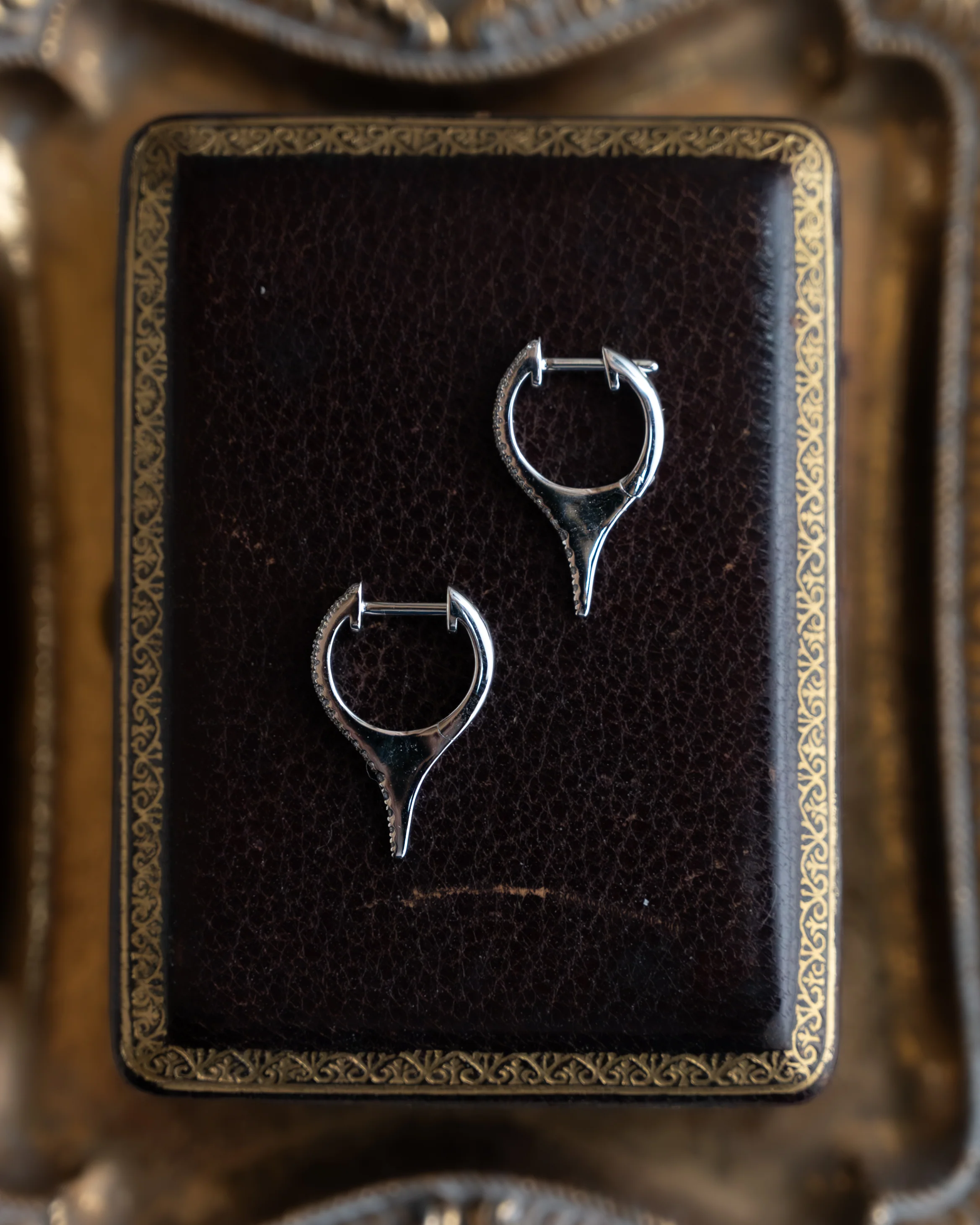 .20 Diamond Spike Huggie Hoop Earrings 14k - Image 4