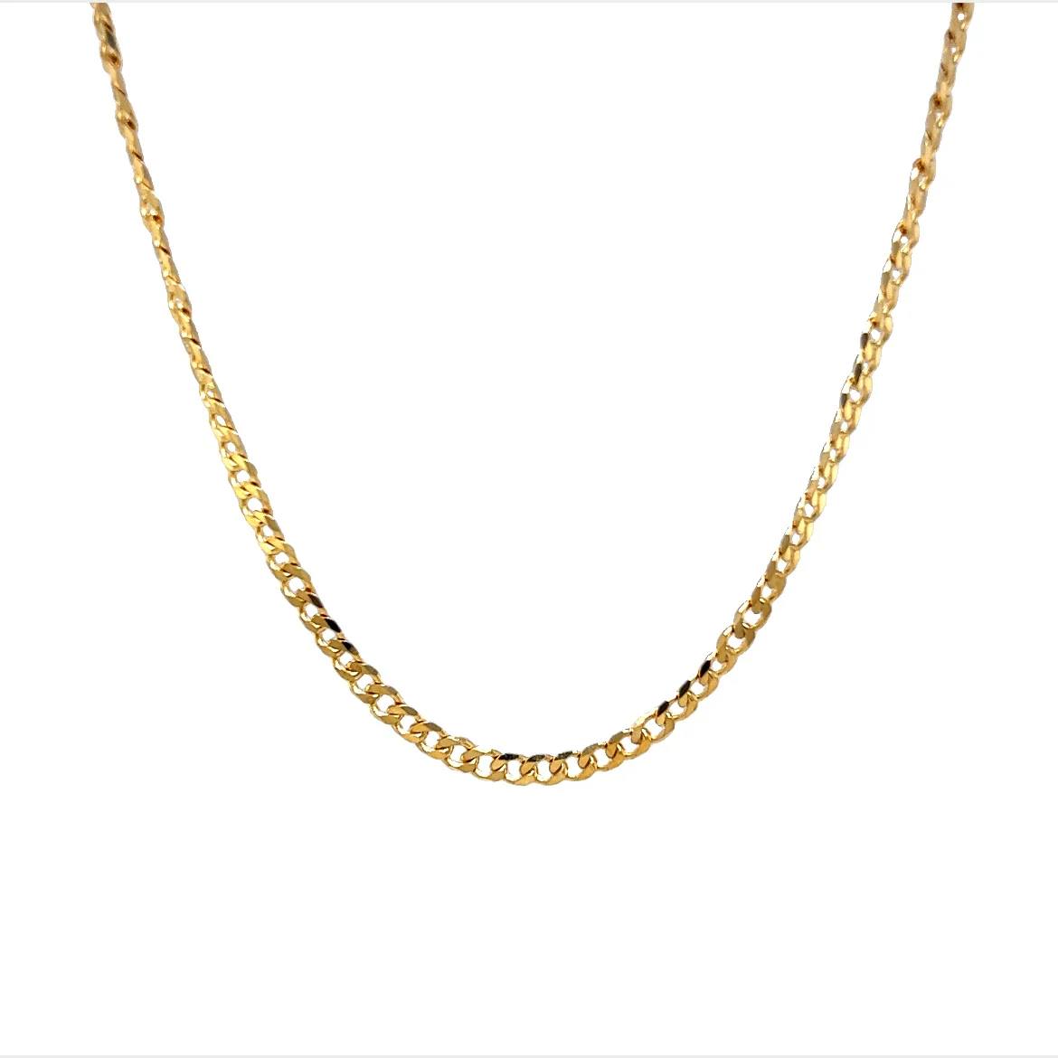 20 Inch Flat Curb Link Chain Necklace in 14k Yellow Gold