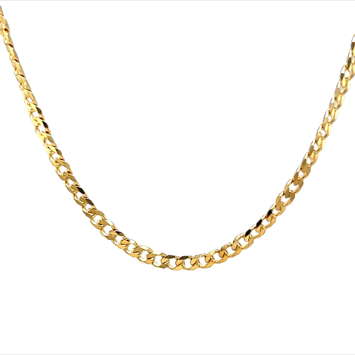 20 Inch Flat Curb Link Chain Necklace in 14k Yellow Gold - Image 2