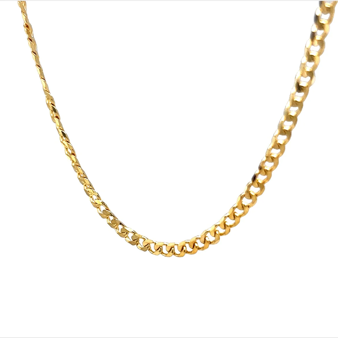 20 Inch Flat Curb Link Chain Necklace in 14k Yellow Gold - Image 3