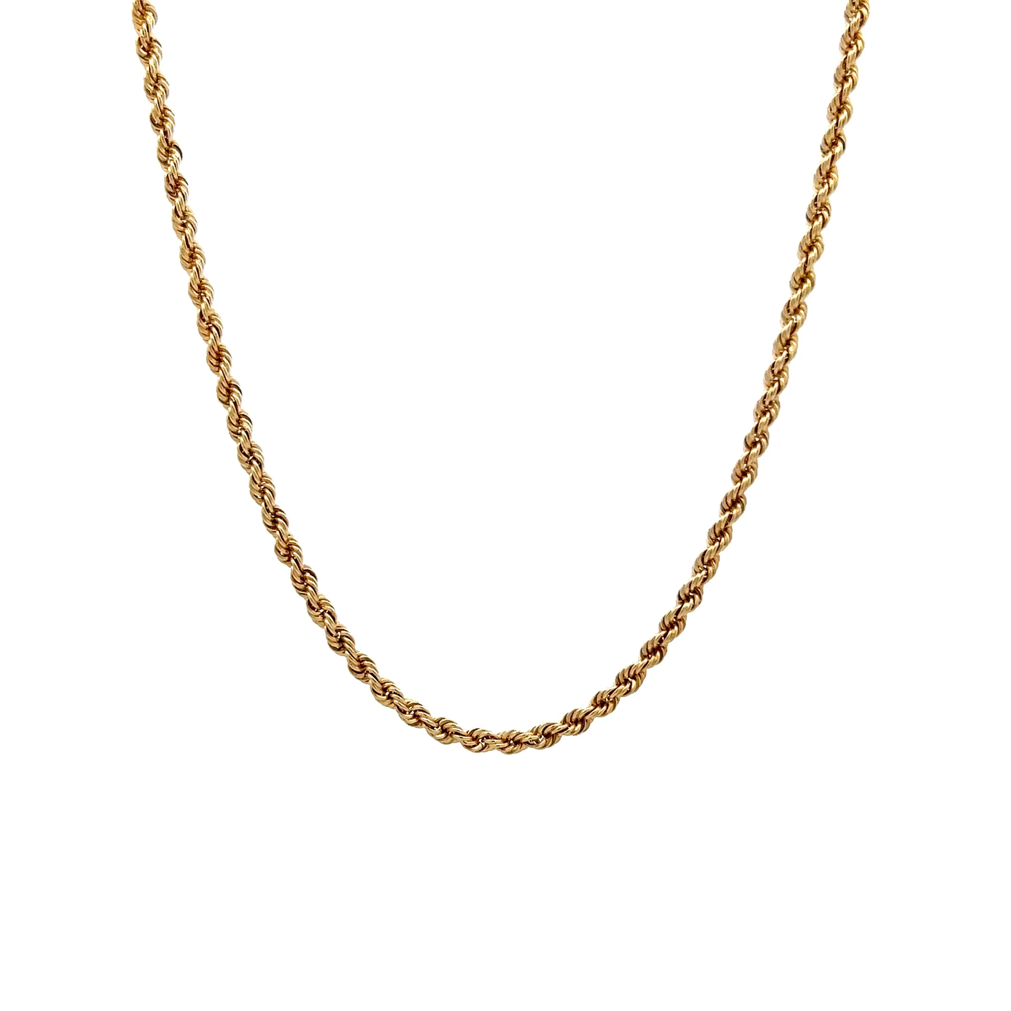 20 Inch Rope Necklace in 14k Yellow Gold