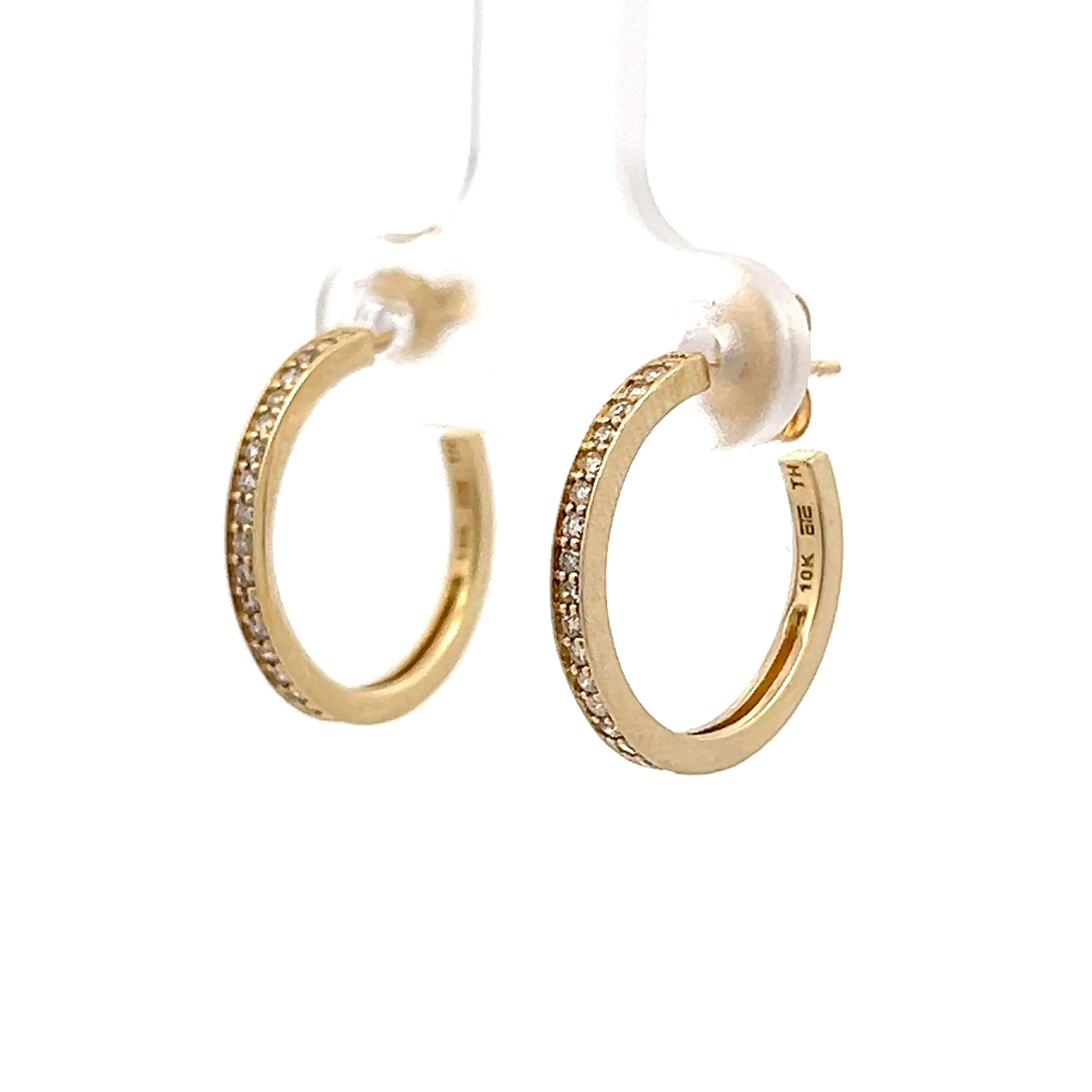.20 Round Brilliant Diamond Hoop Earrings in 10k - Image 2