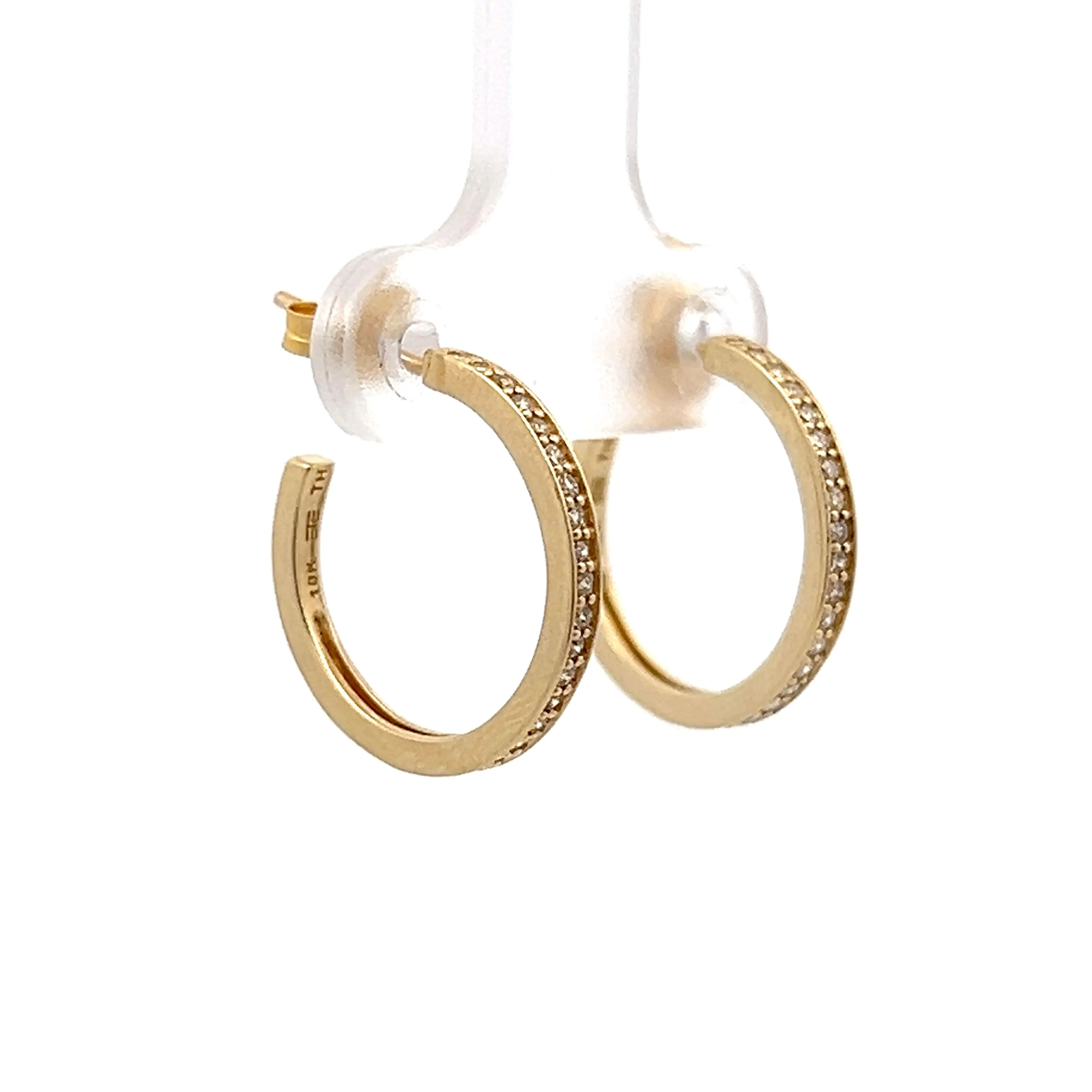 .20 Round Brilliant Diamond Hoop Earrings in 10k - Image 3