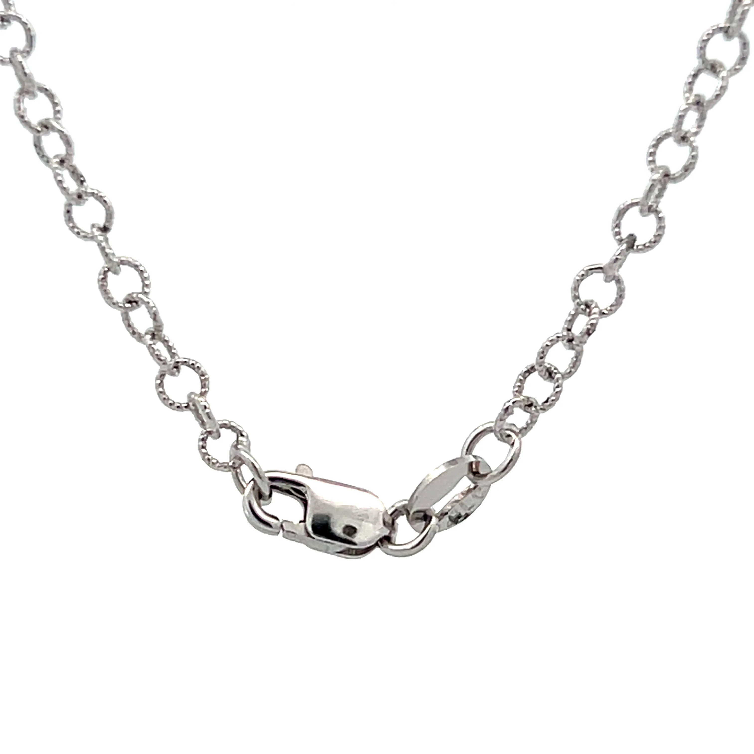 20" Textured Rolo Link Chain Necklace 14k White Gold - Image 4