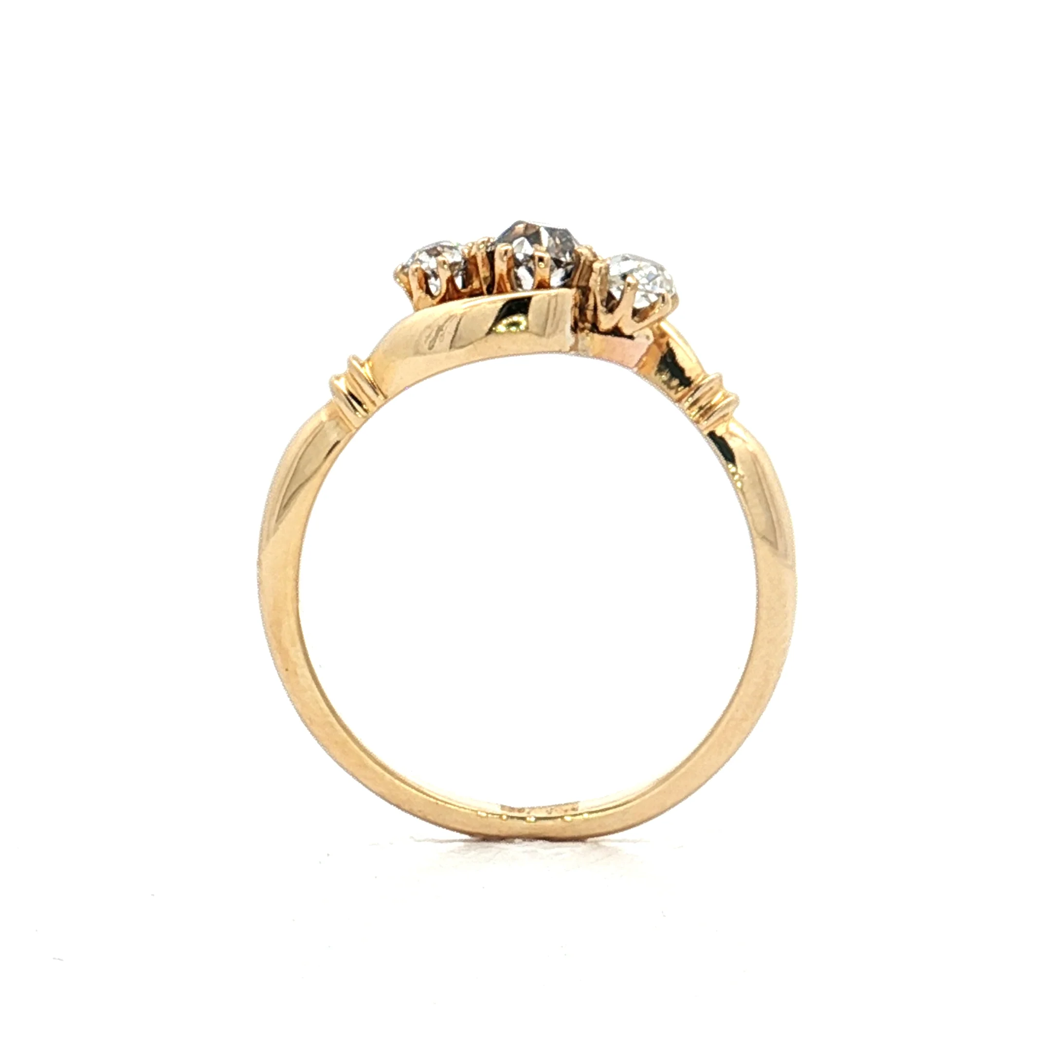 .20 Victorian Diamond Three Stone Ring 18k Yellow Gold - Image 4