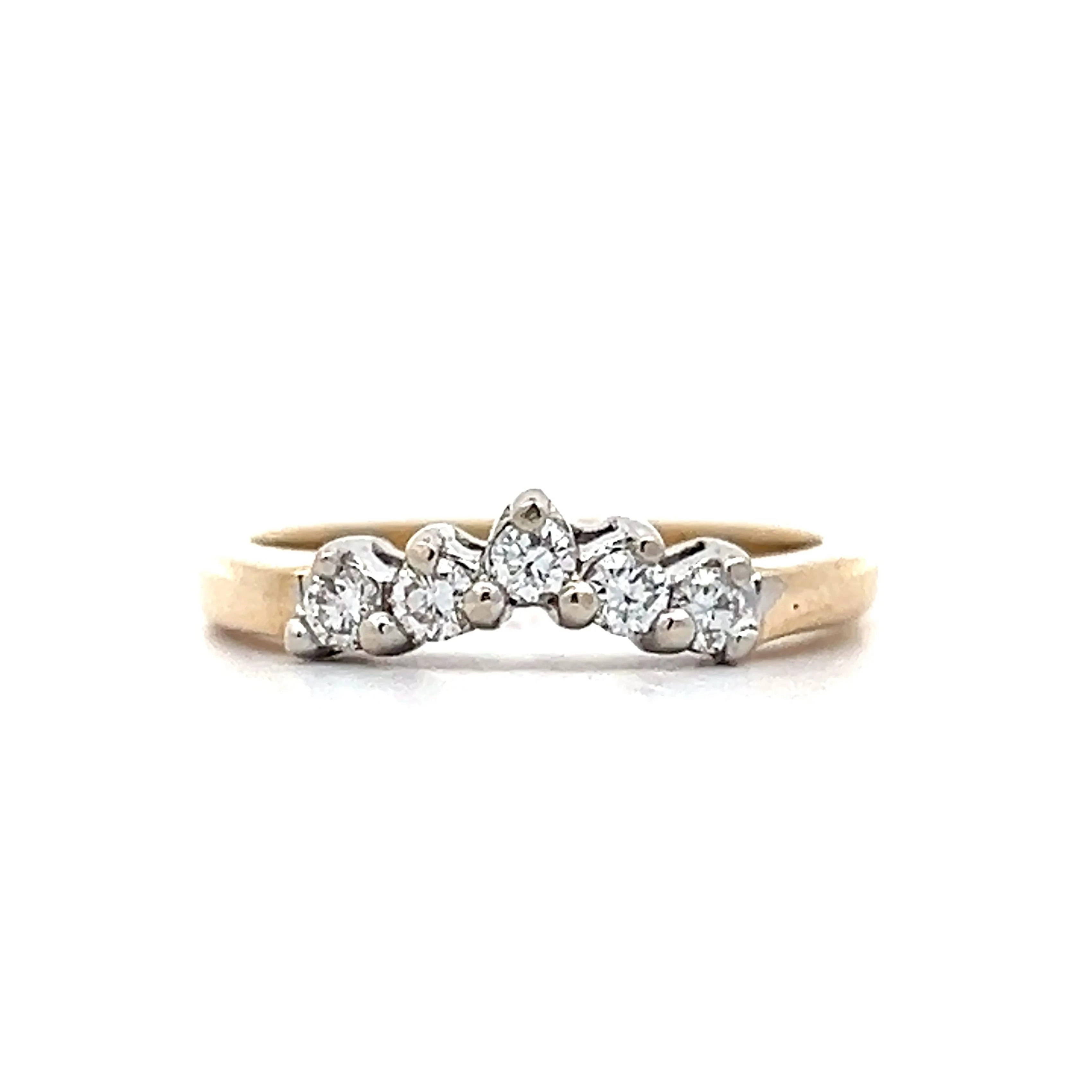 .20 Vintage Diamond Contoured Wedding Band in Yellow Gold