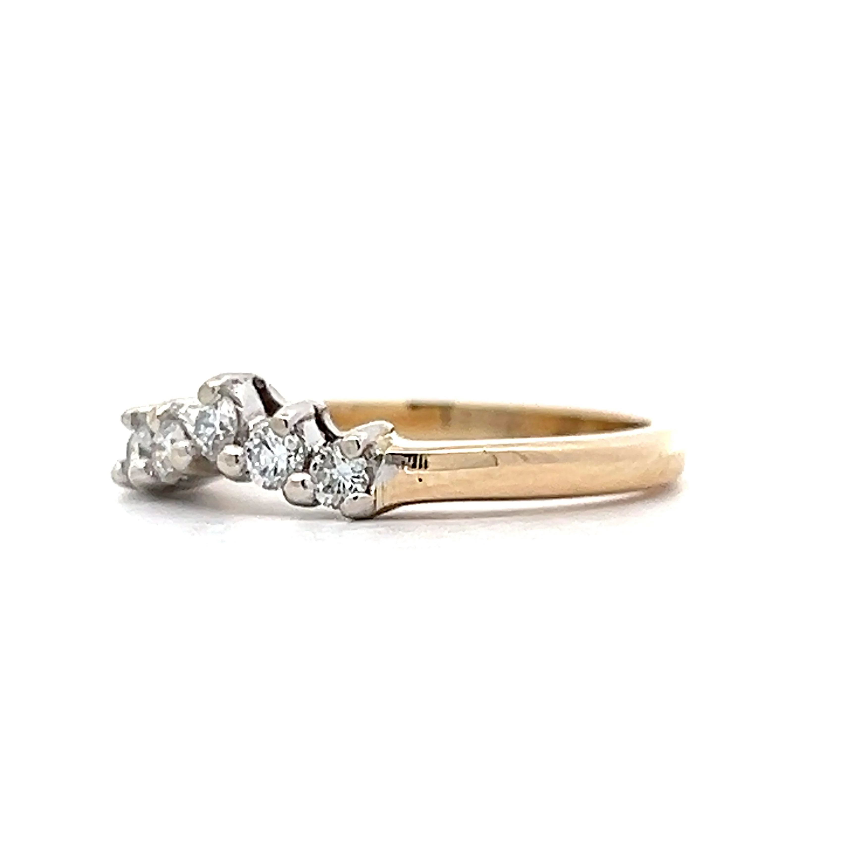 .20 Vintage Diamond Contoured Wedding Band in Yellow Gold - Image 2