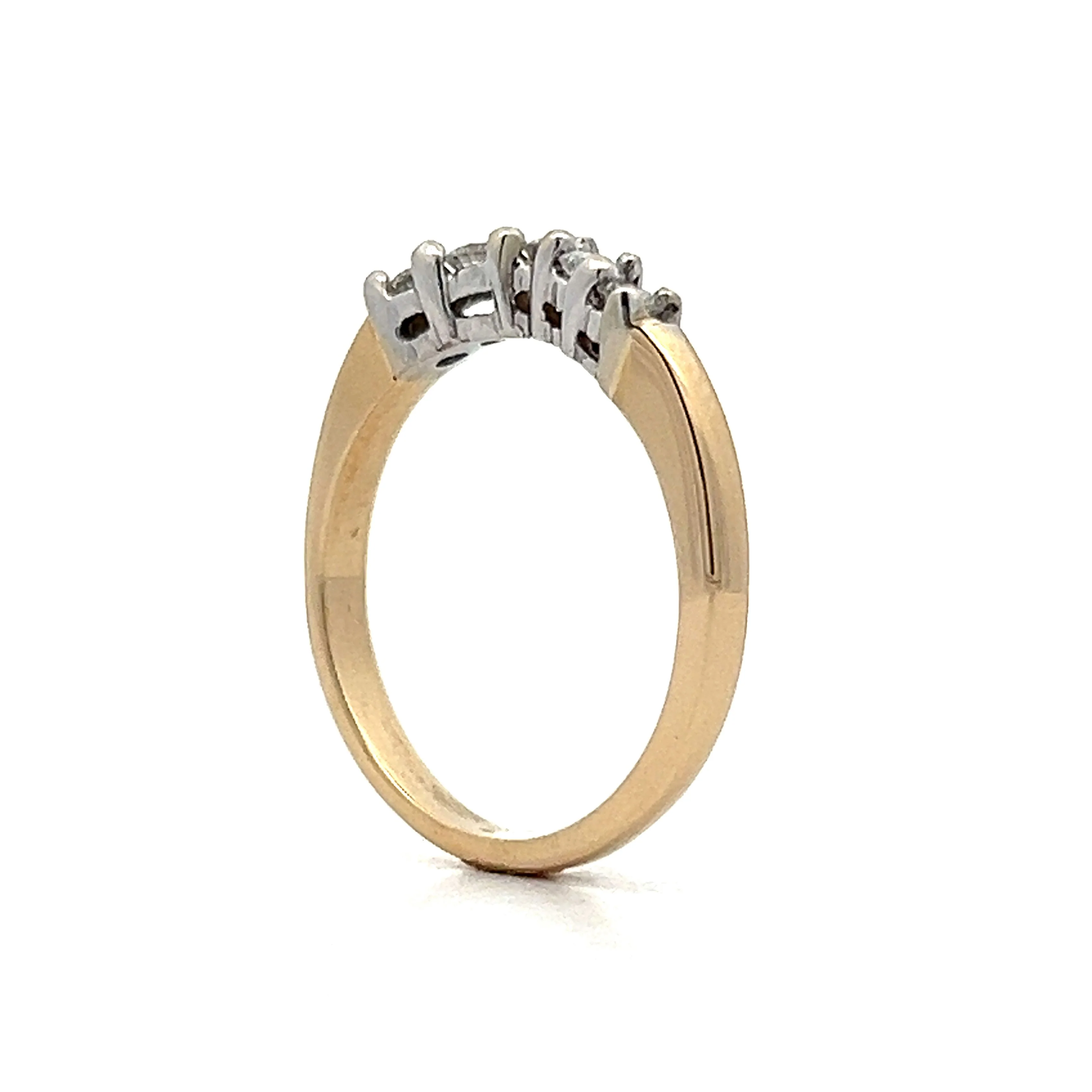 .20 Vintage Diamond Contoured Wedding Band in Yellow Gold - Image 5
