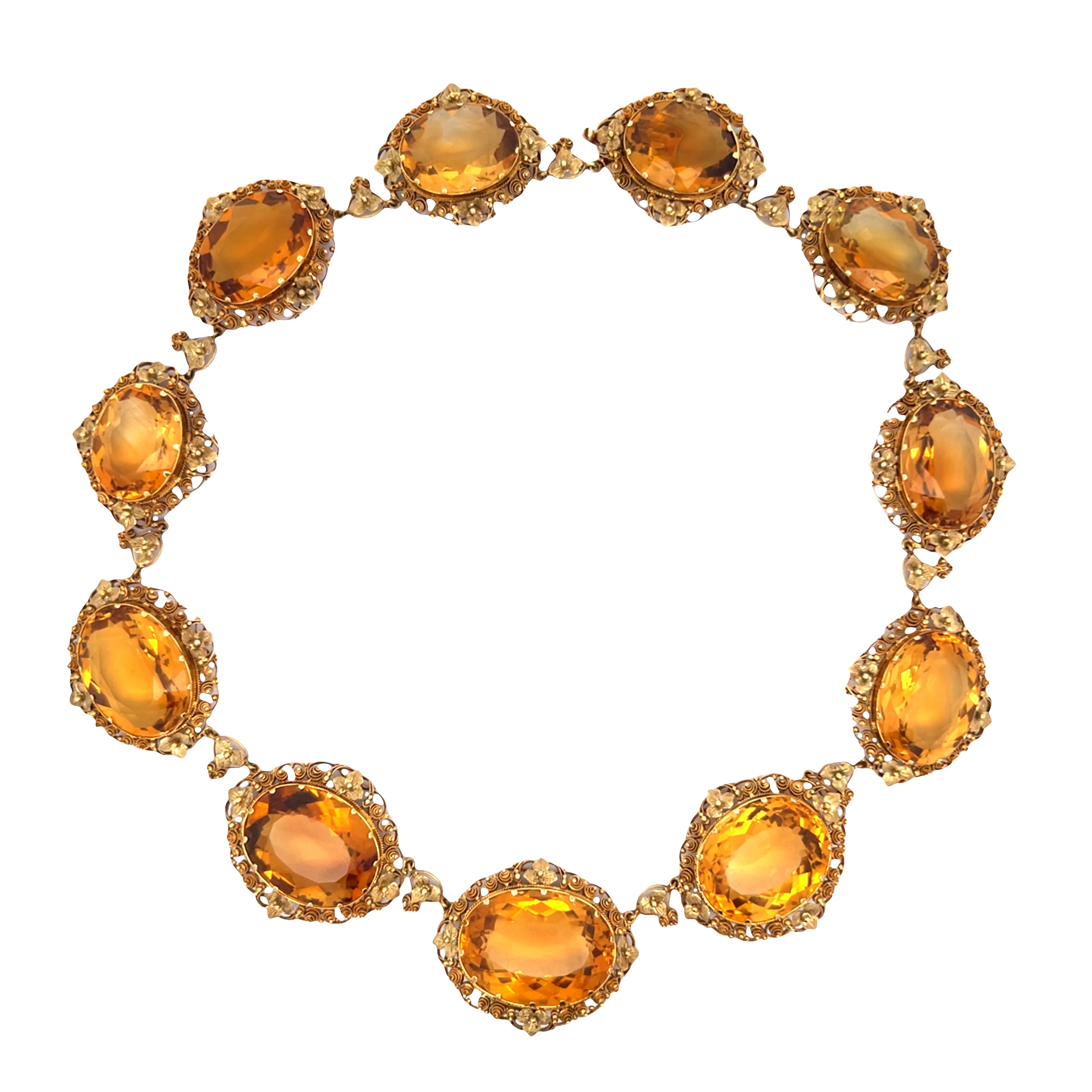 200.15 Victorian Citrine Necklace & Earring Set 14k
