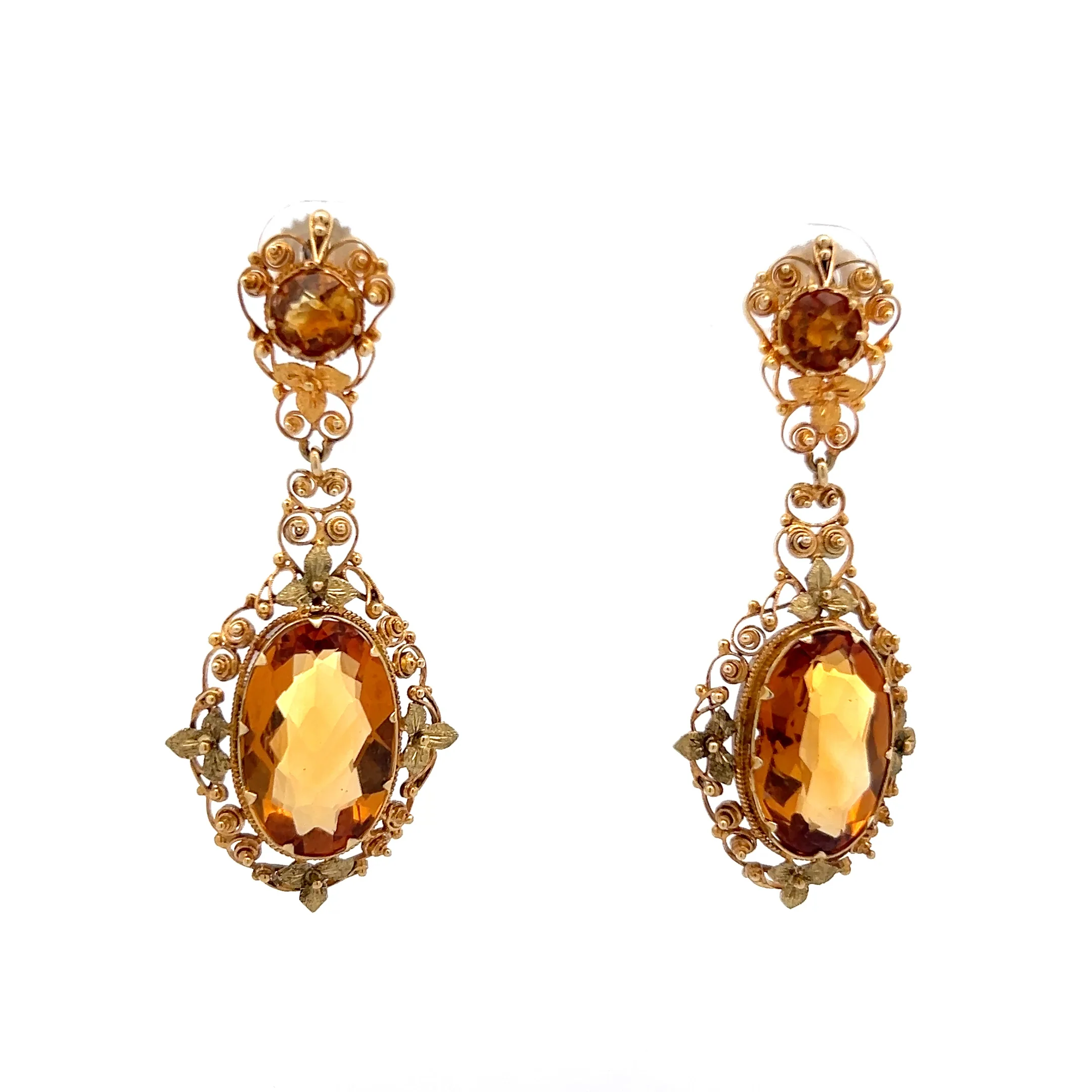 200.15 Victorian Citrine Necklace & Earring Set 14k - Image 6