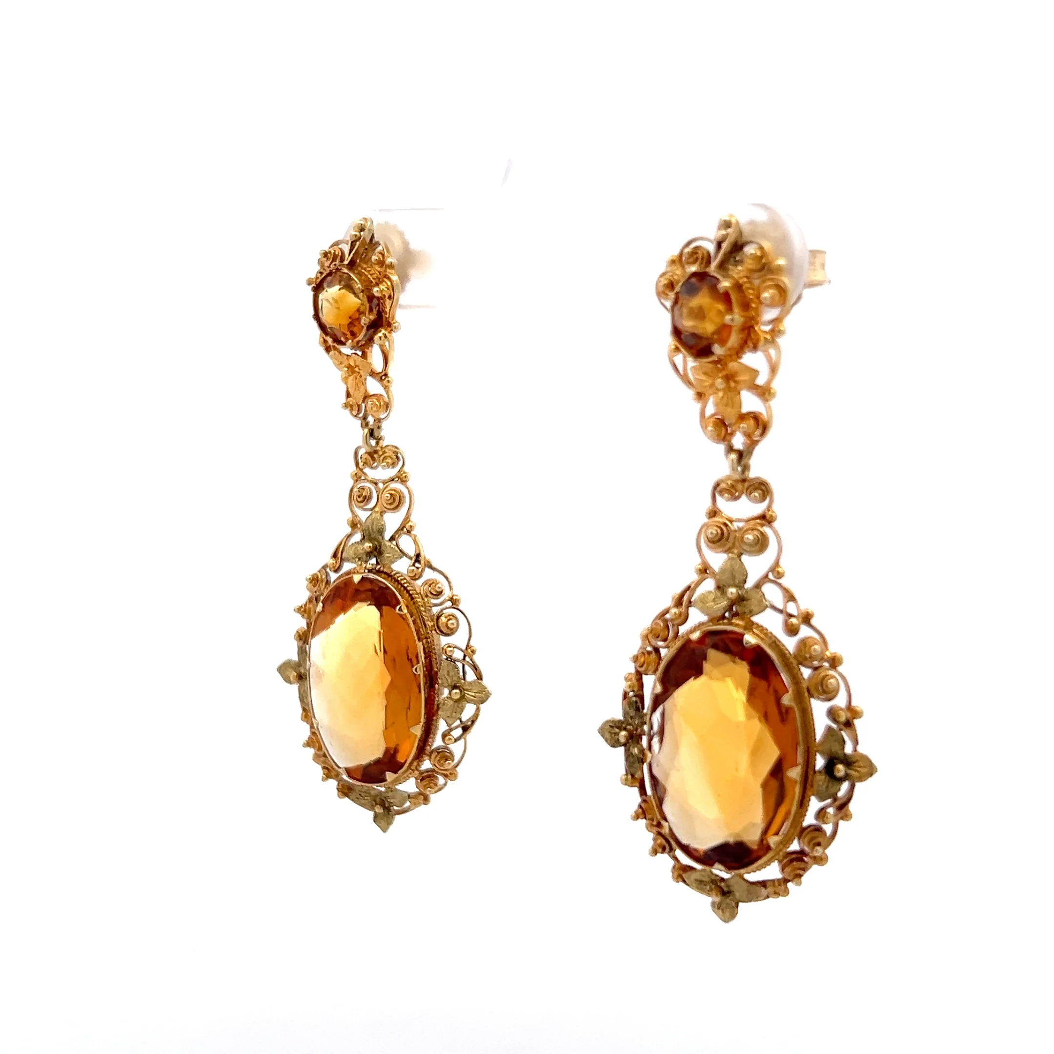 200.15 Victorian Citrine Necklace & Earring Set 14k - Image 7