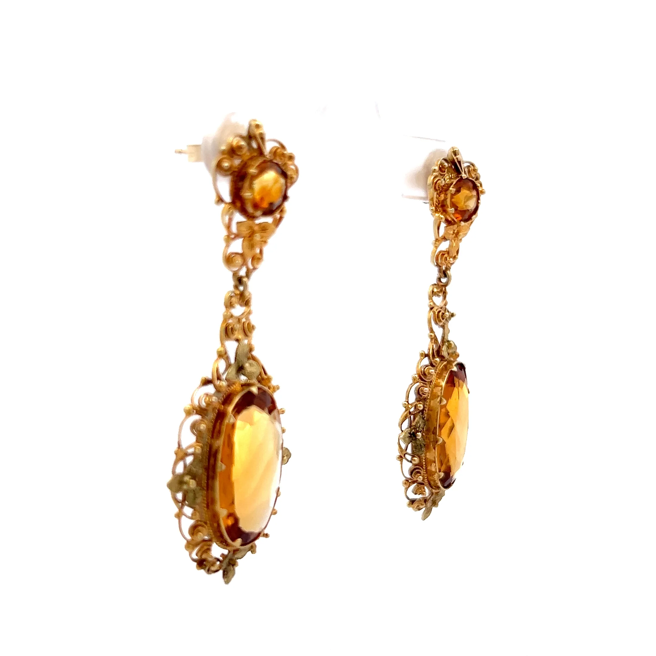 200.15 Victorian Citrine Necklace & Earring Set 14k - Image 8