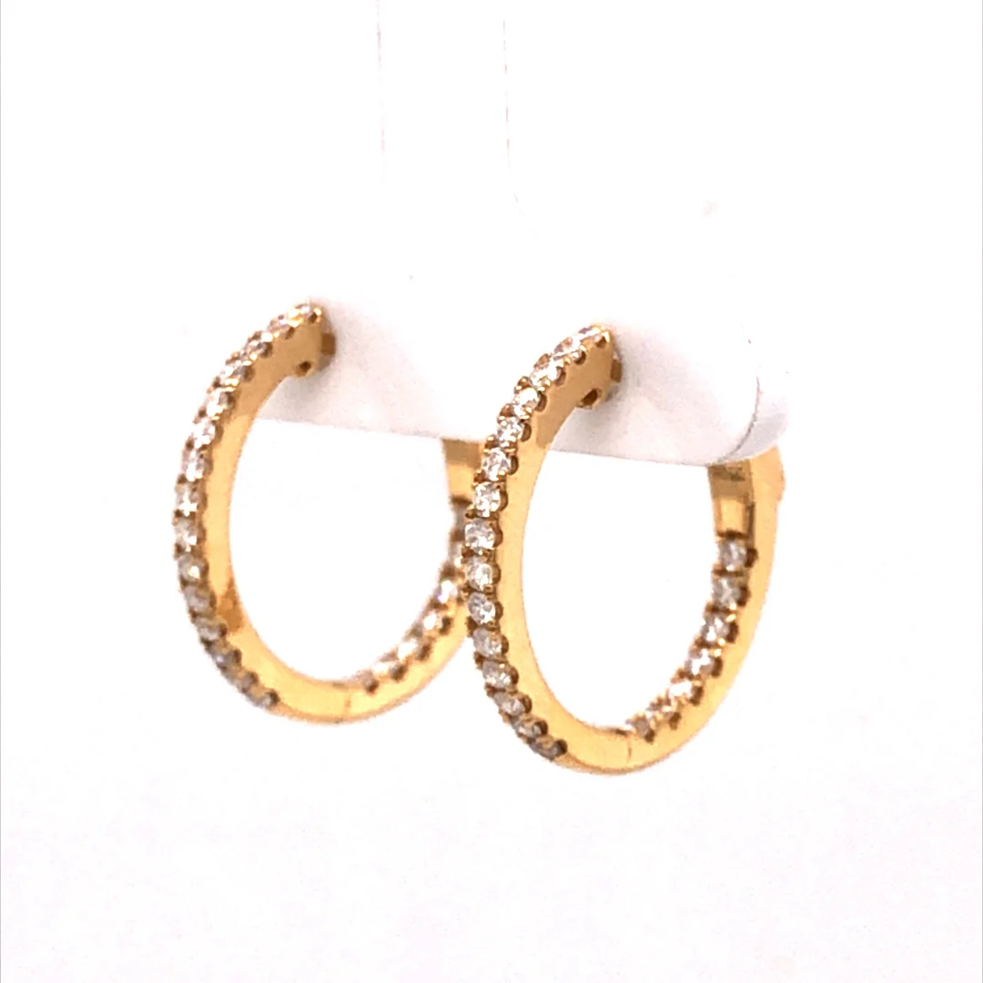 20mm Yellow Gold Diamond Hoop Earrings in 18k - Image 2