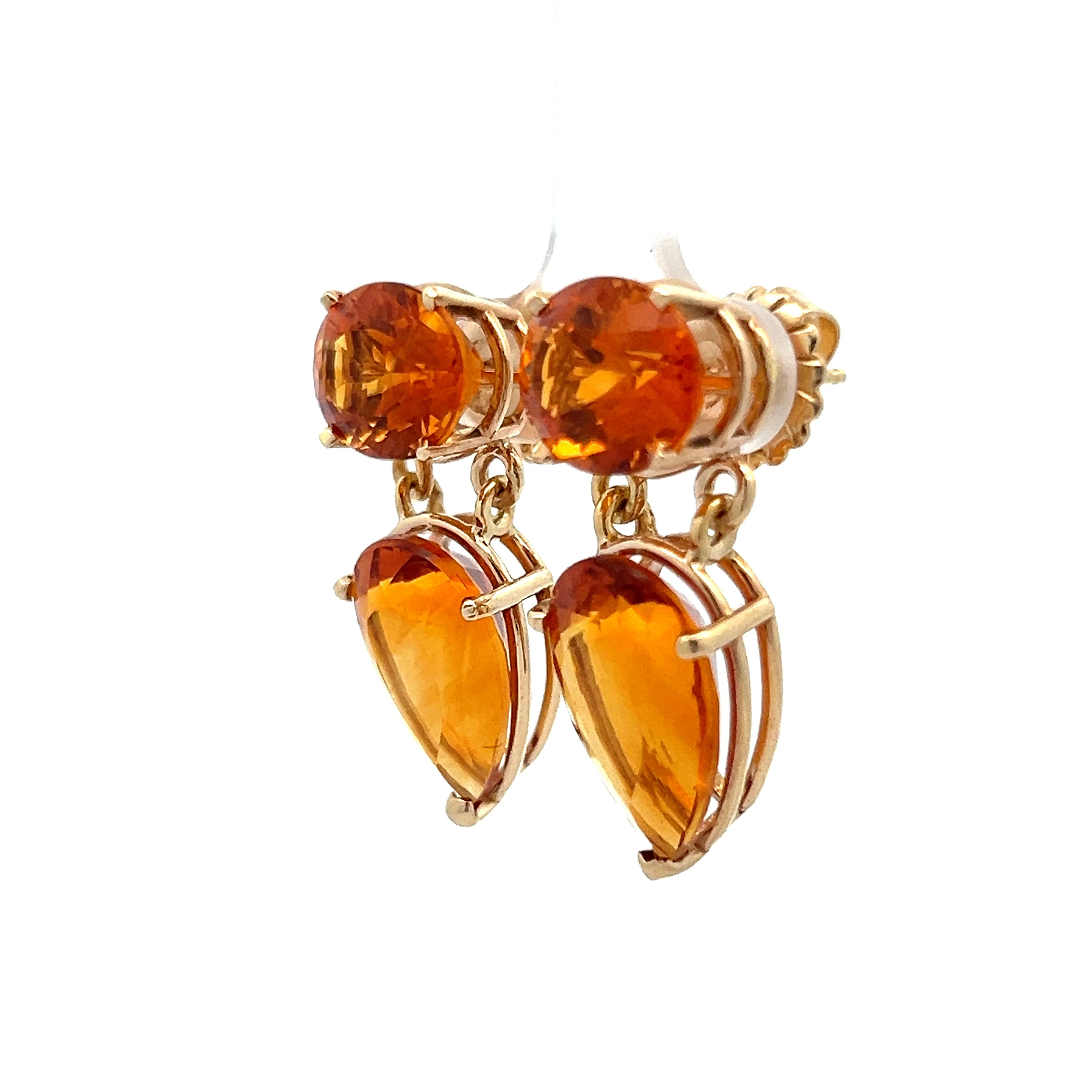 21.40 Oval & Pear Cut Citrine Earrings in 14k Yellow Gold - Image 2