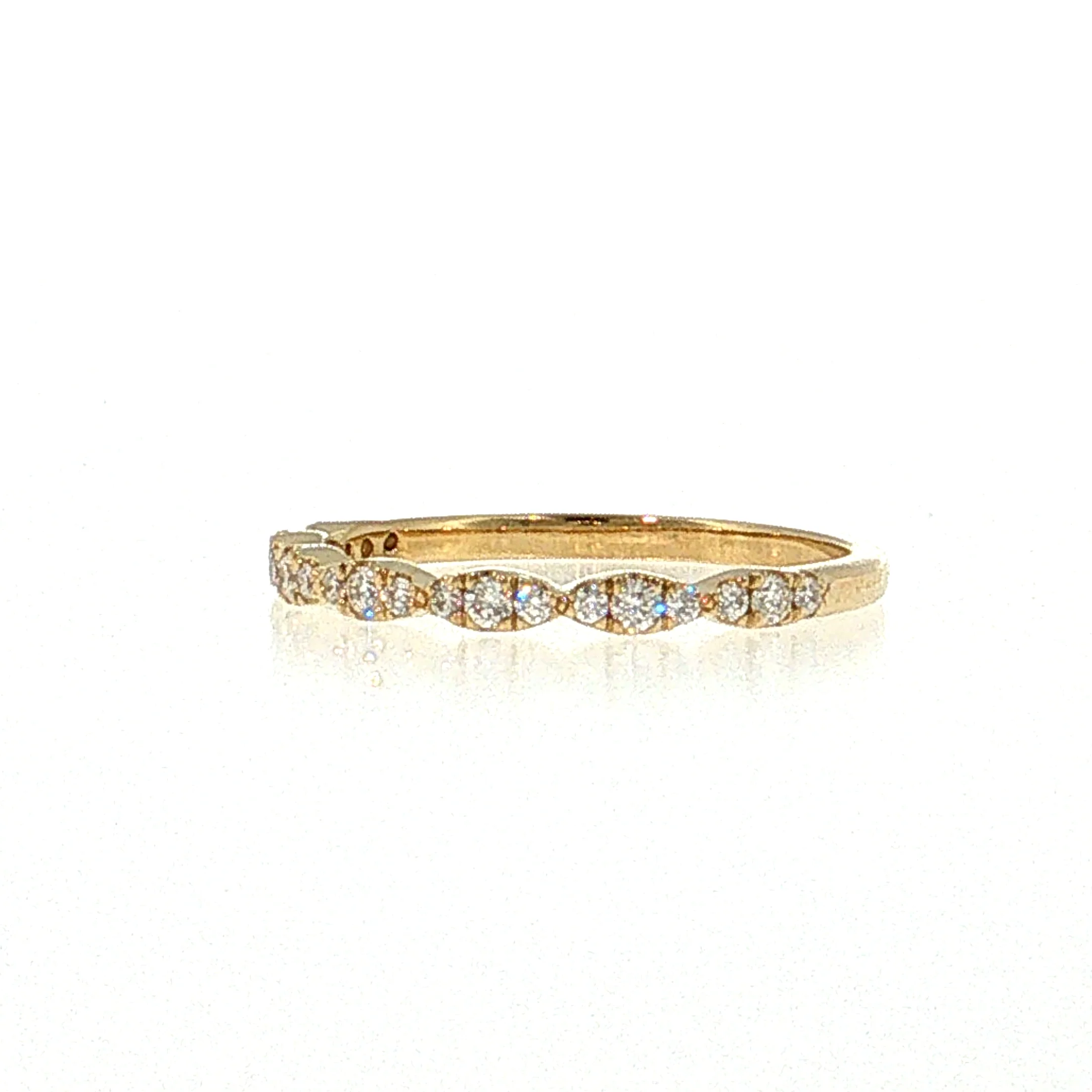 .21 Diamond Pave Stacking Wedding Band 14k Yellow Gold - Image 2