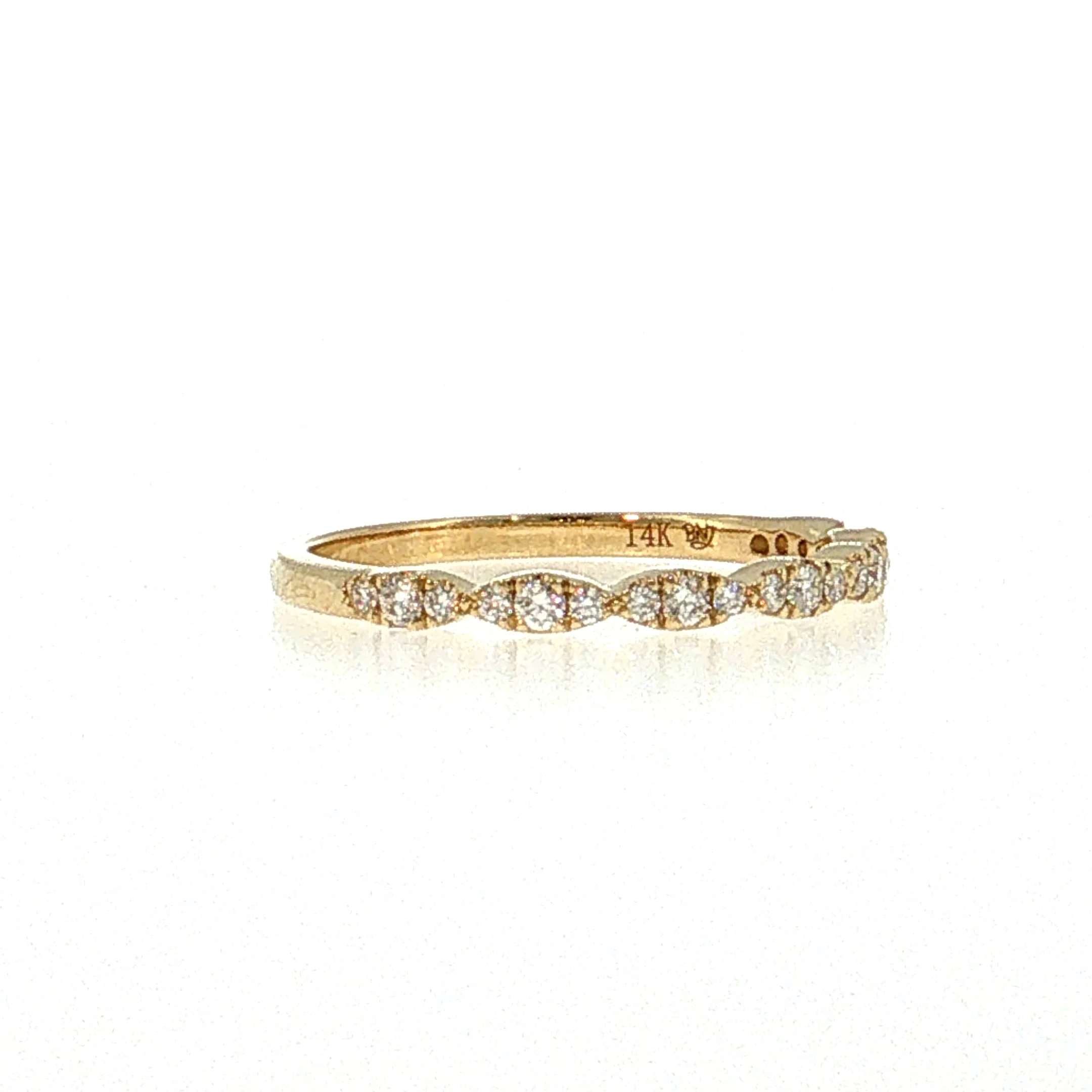 .21 Diamond Pave Stacking Wedding Band 14k Yellow Gold - Image 3