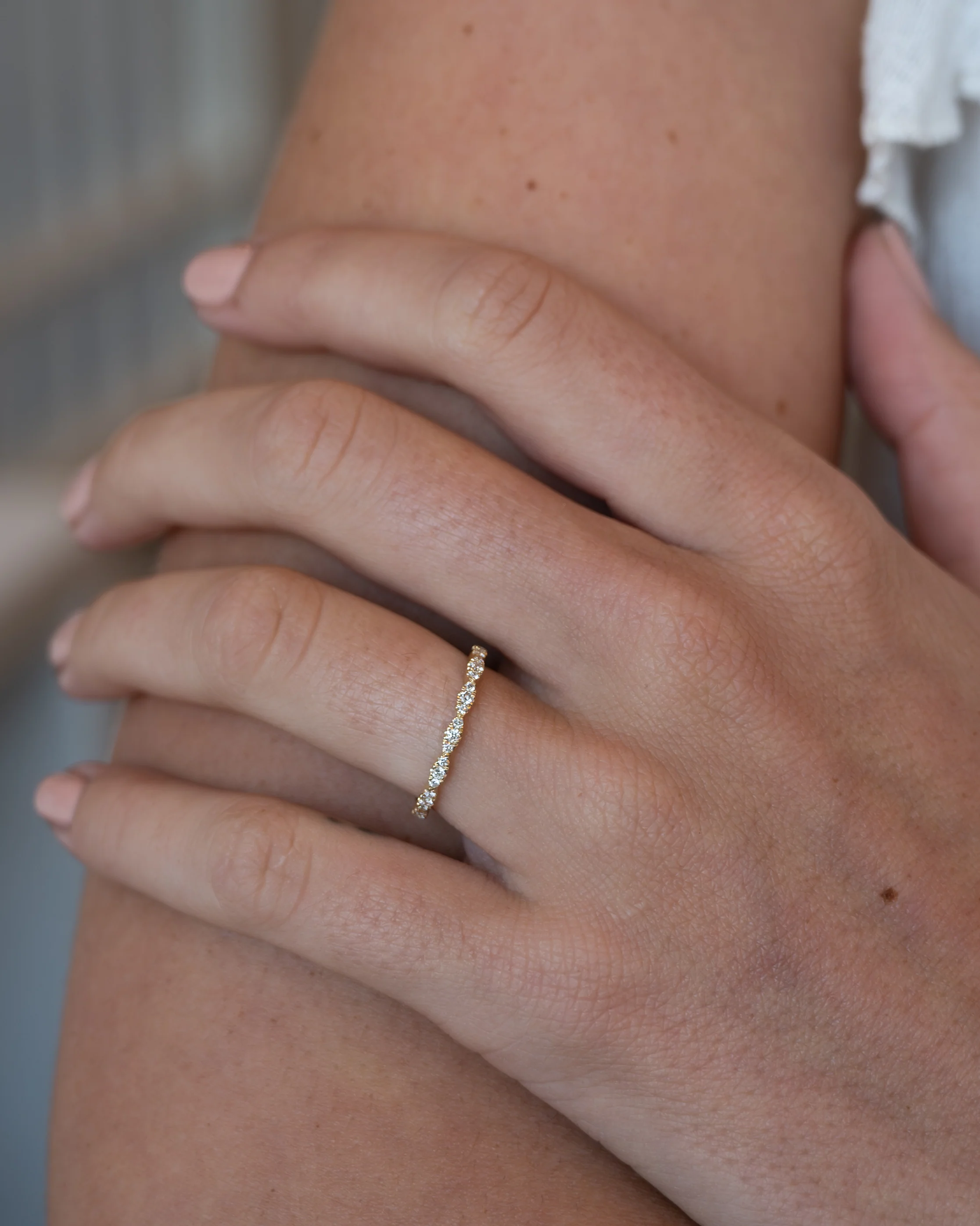 .21 Diamond Pave Stacking Wedding Band 14k Yellow Gold - Image 7