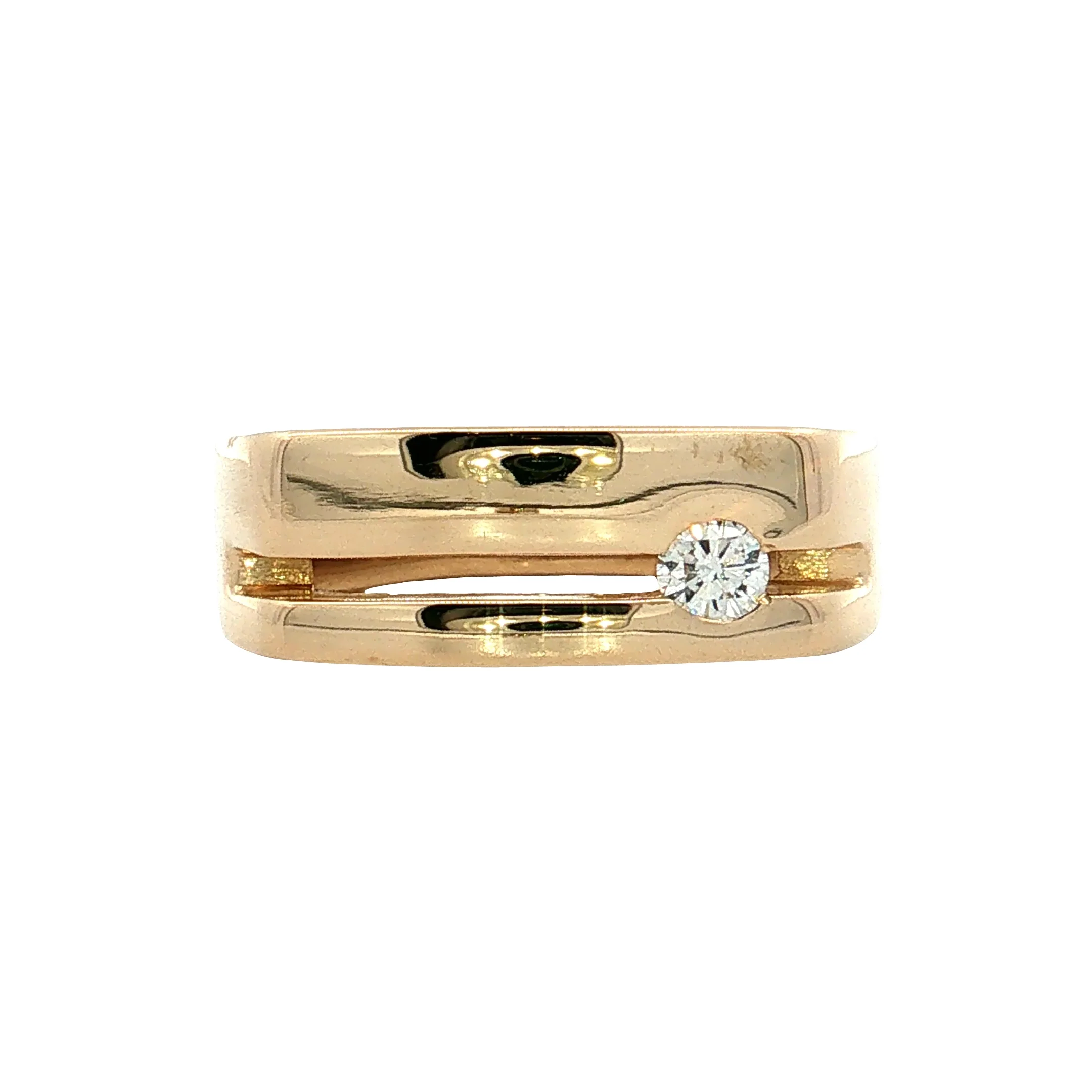 .21 Diamond Signet Wedding Band 14k Yellow Gold